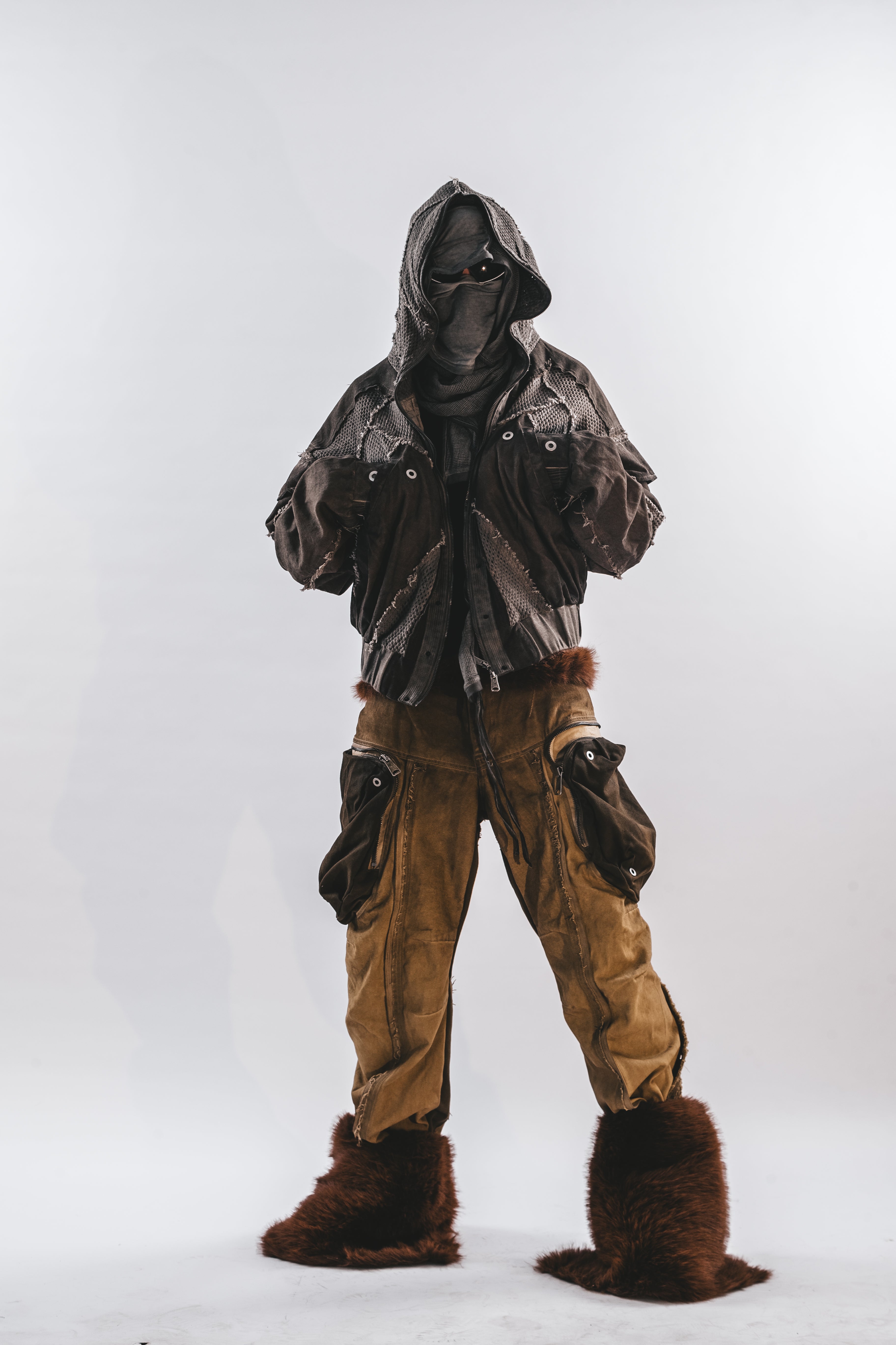 GIACCA CON CAPPUCCIO IN RETE LAVATA DRKLEI