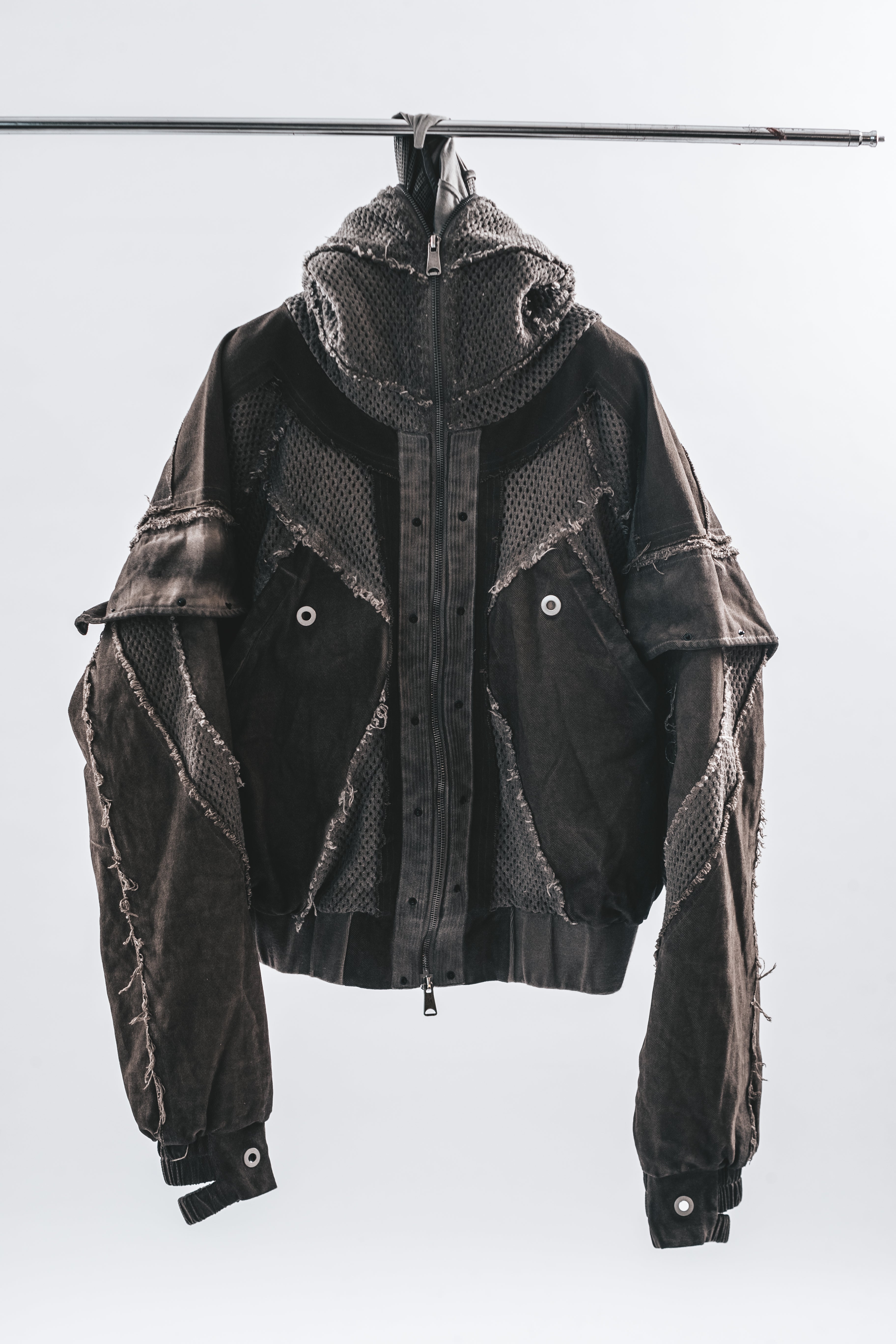 GIACCA CON CAPPUCCIO IN RETE LAVATA DRKLEI