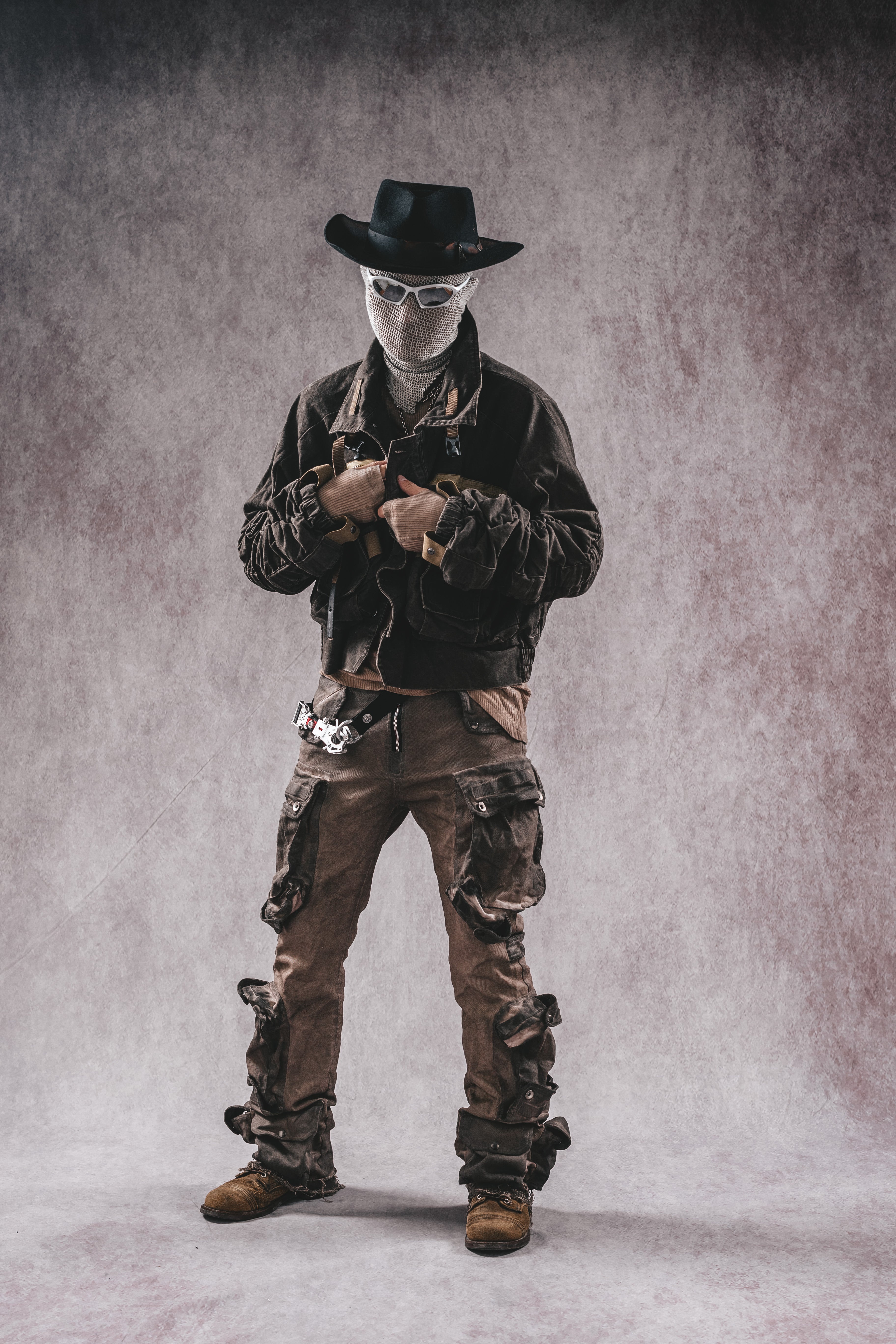 Giacca da lavoro corta in denim con colletto rialzato Wasteland