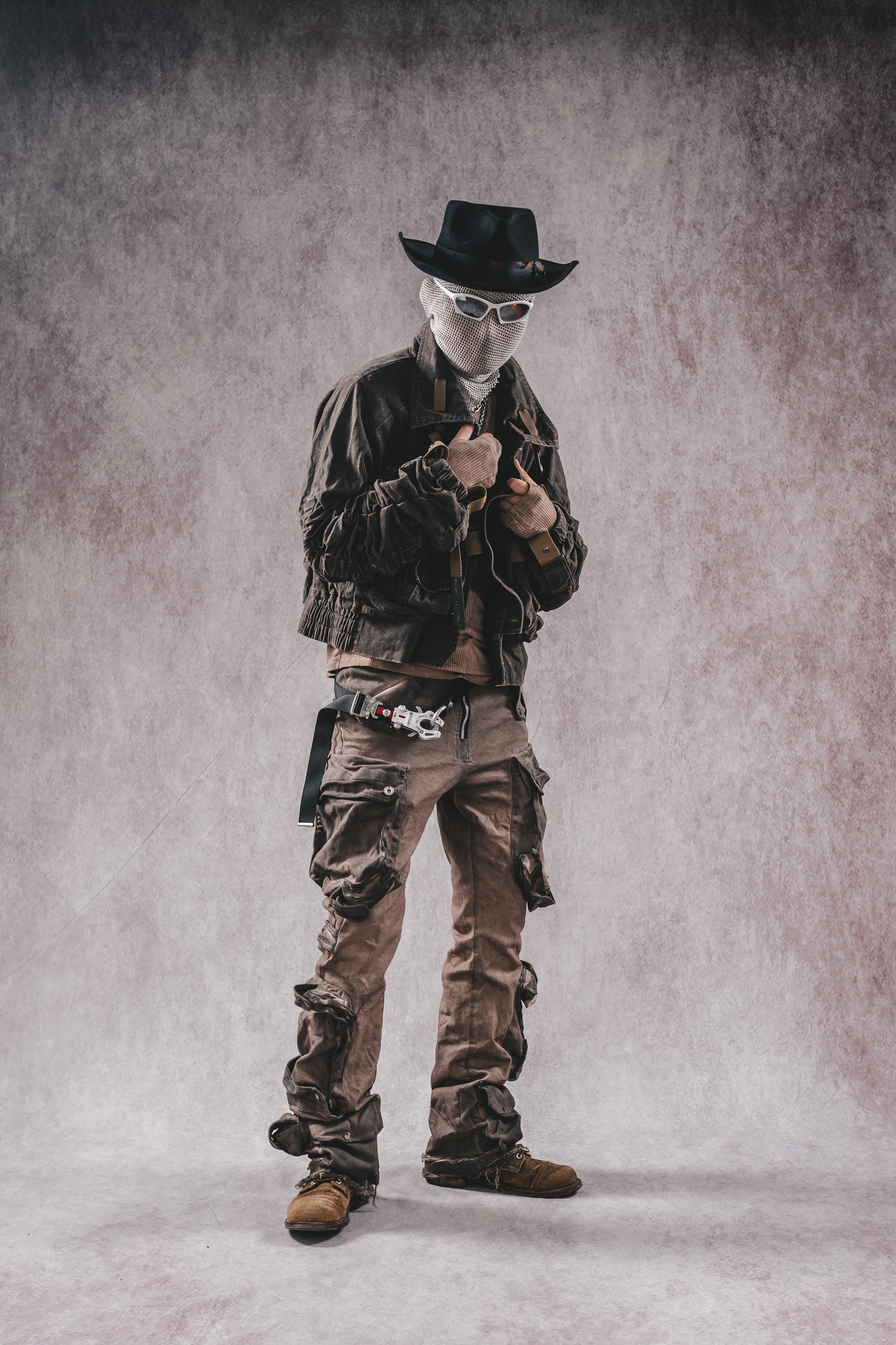 Giacca da lavoro corta in denim con colletto rialzato Wasteland