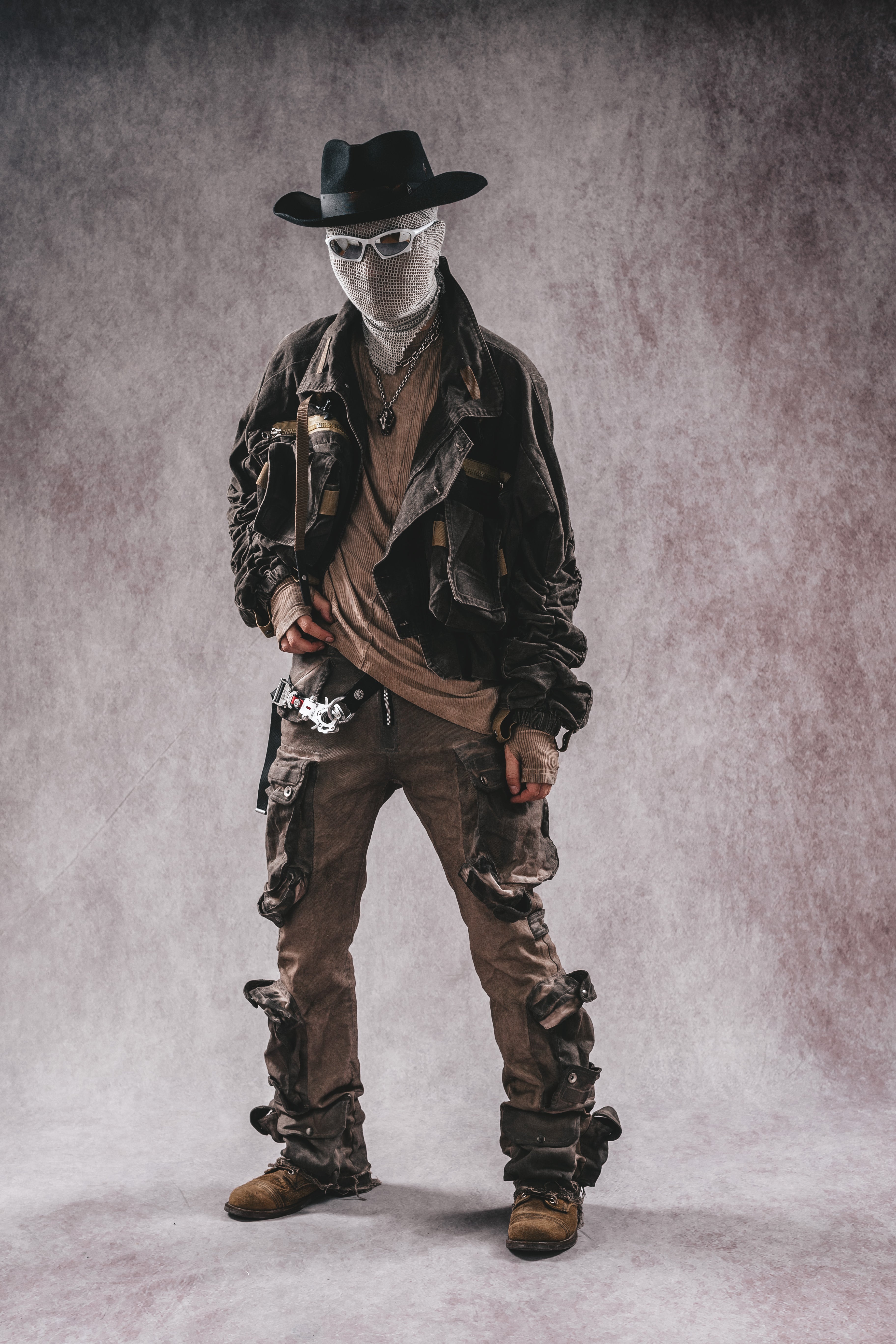 Giacca da lavoro corta in denim con colletto rialzato Wasteland