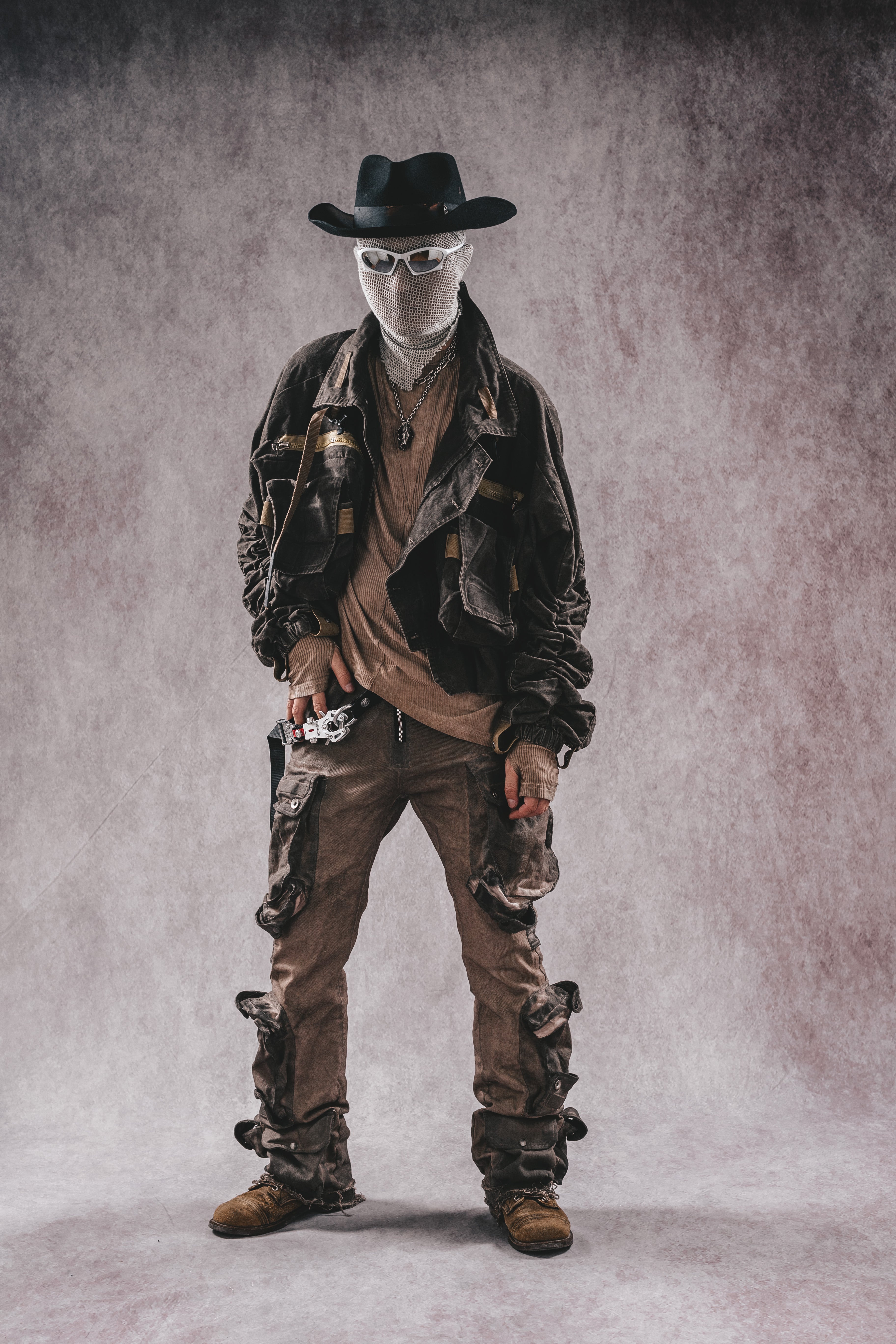 Giacca da lavoro corta in denim con colletto rialzato Wasteland