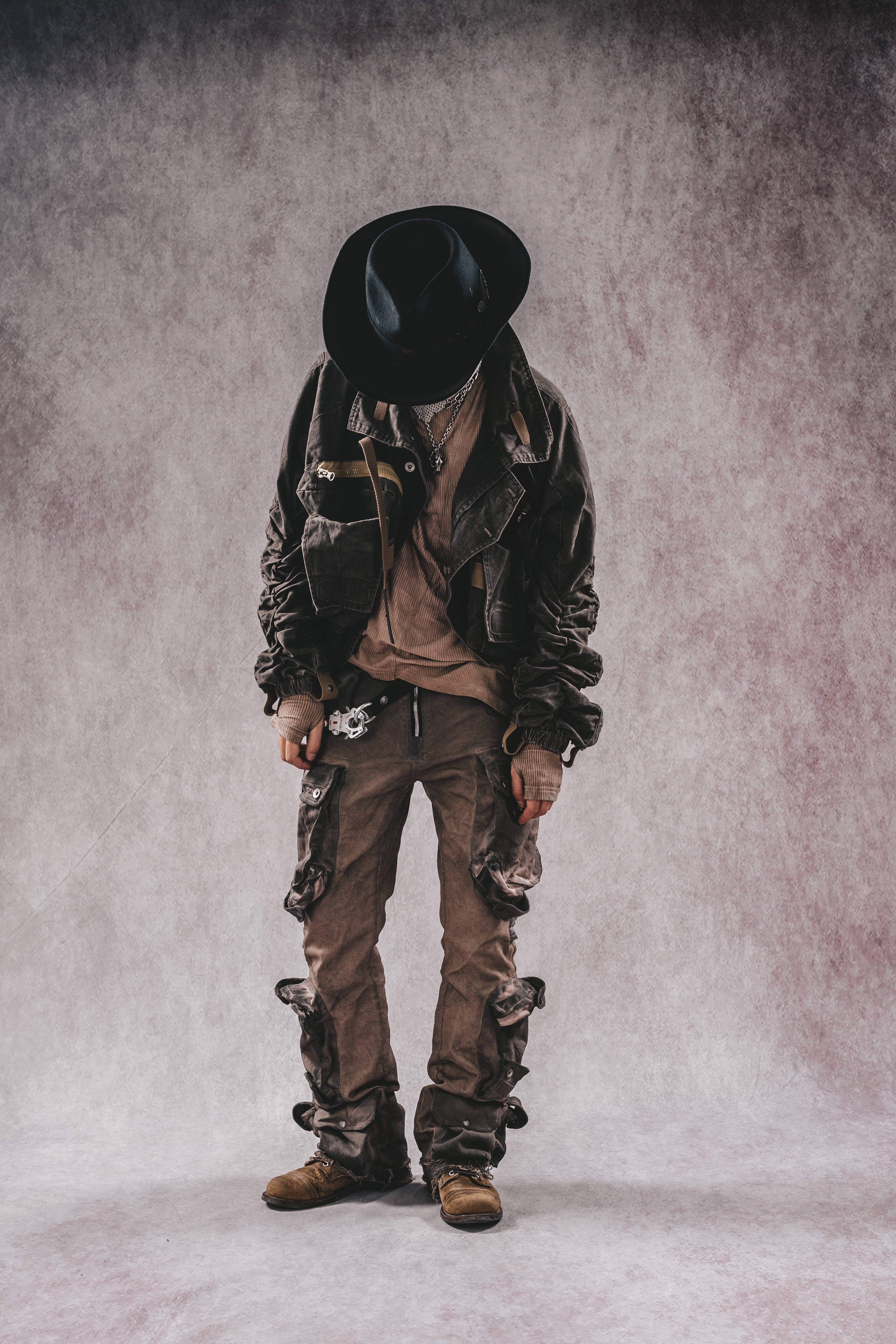 Giacca da lavoro corta in denim con colletto rialzato Wasteland