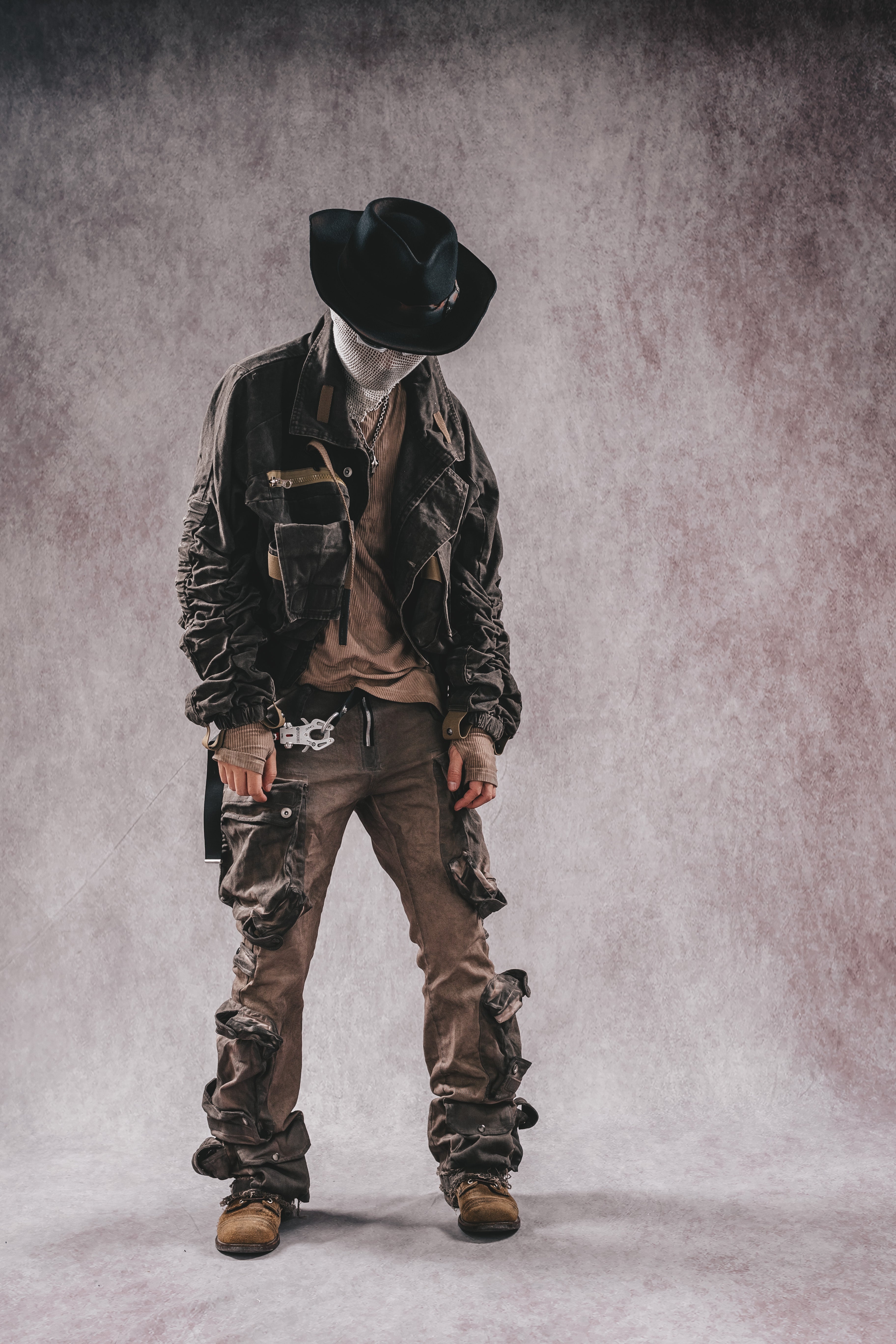 Giacca da lavoro corta in denim con colletto rialzato Wasteland