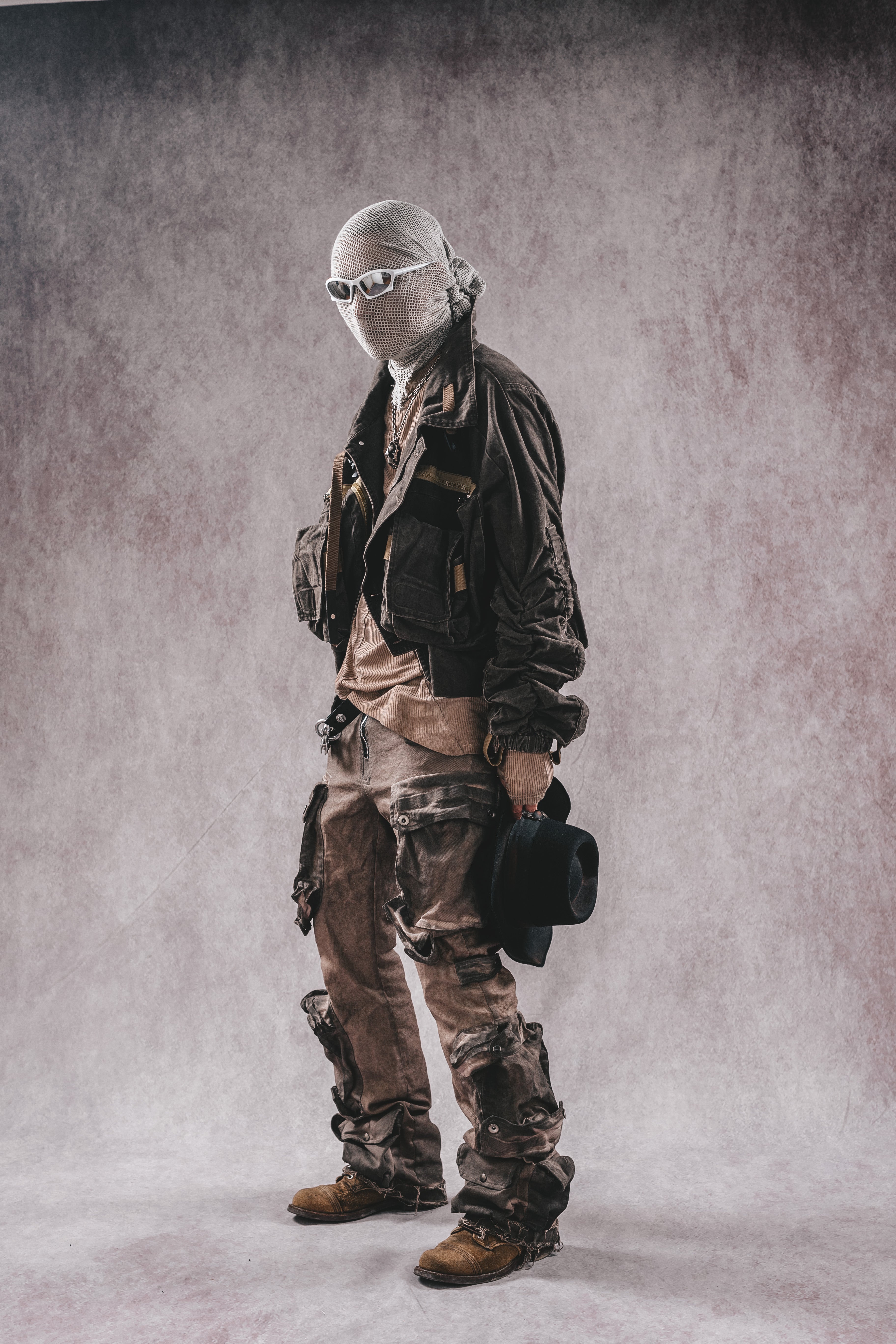 Giacca da lavoro corta in denim con colletto rialzato Wasteland