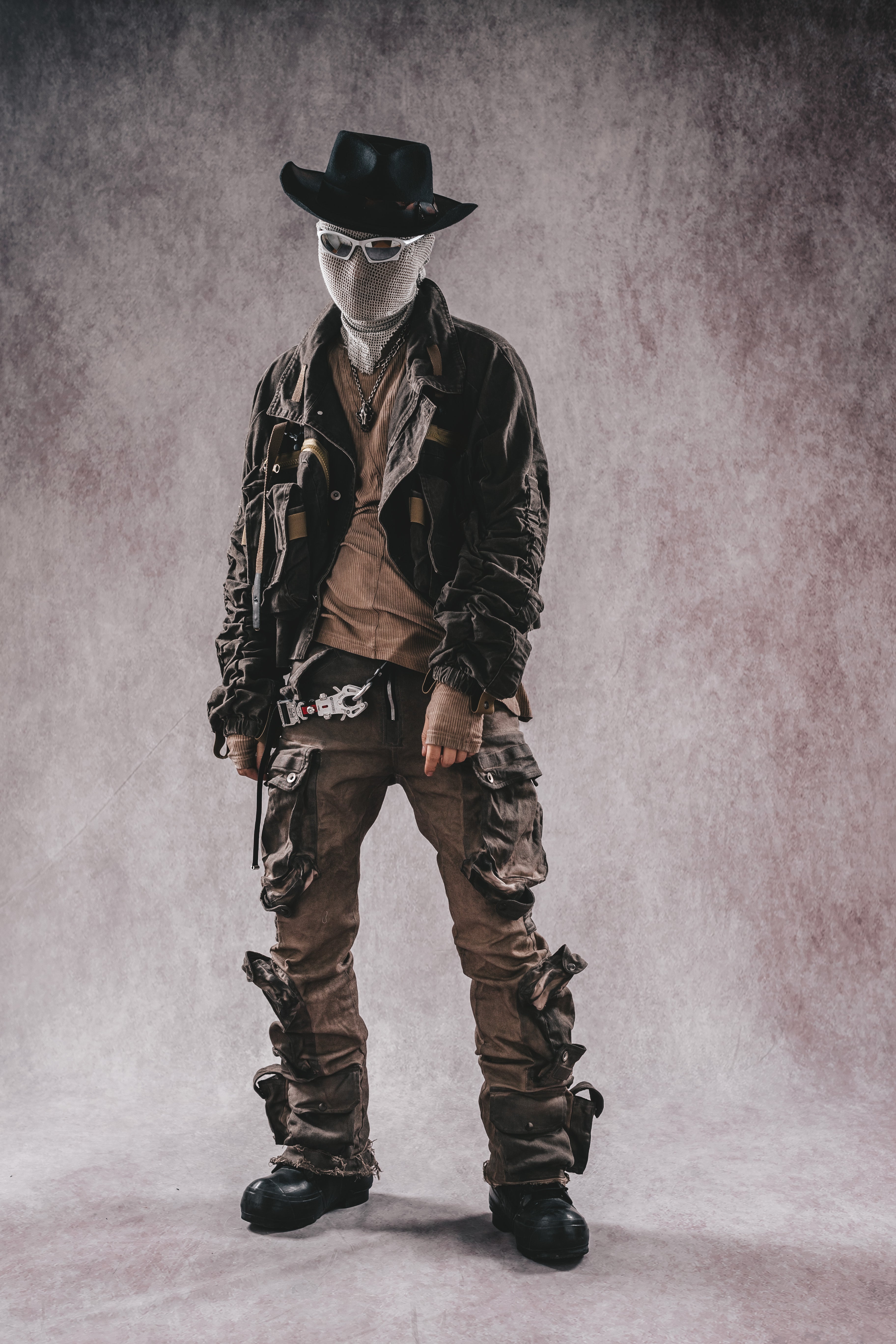 Giacca da lavoro corta in denim con colletto rialzato Wasteland