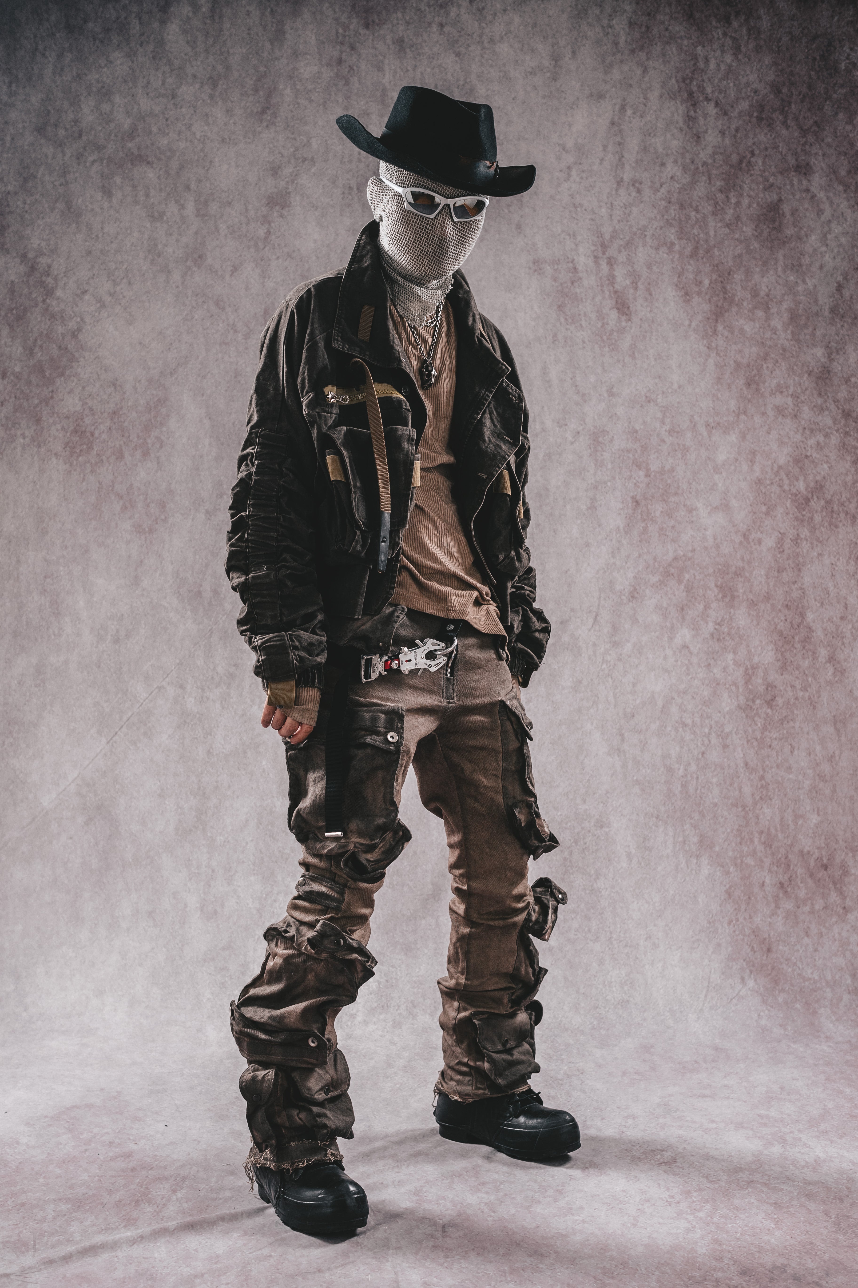 Giacca da lavoro corta in denim con colletto rialzato Wasteland