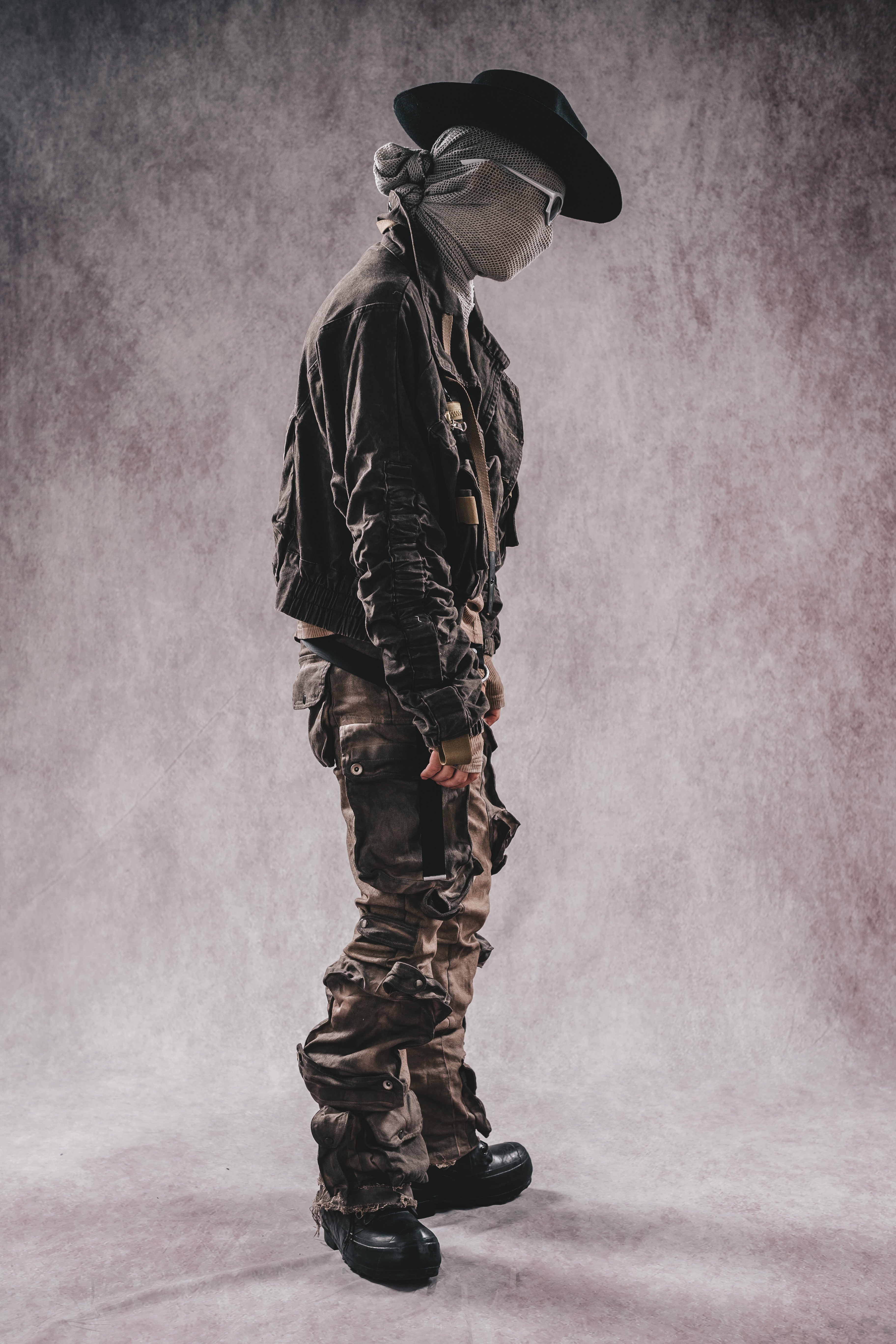 Giacca da lavoro corta in denim con colletto rialzato Wasteland