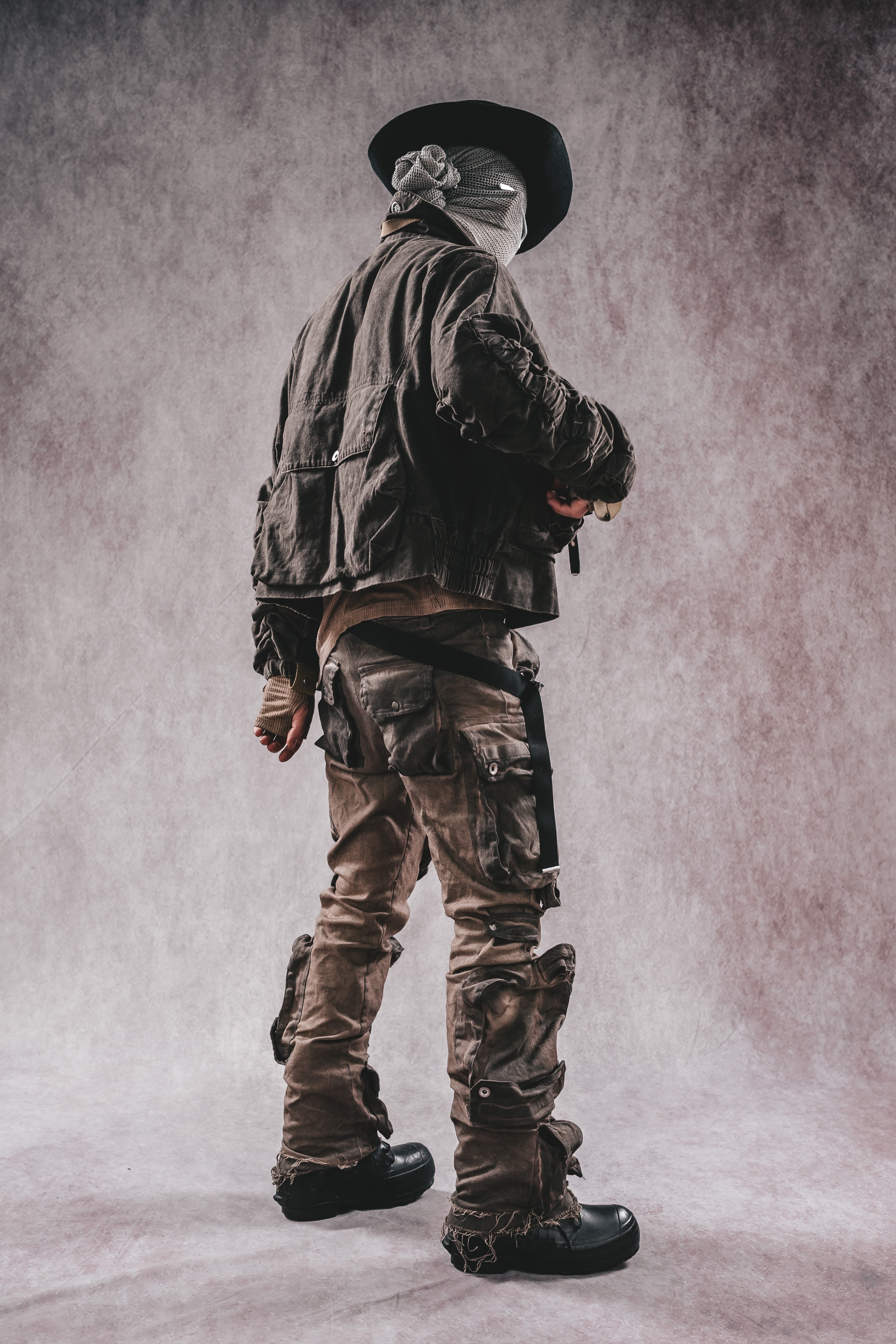 Giacca da lavoro corta in denim con colletto rialzato Wasteland