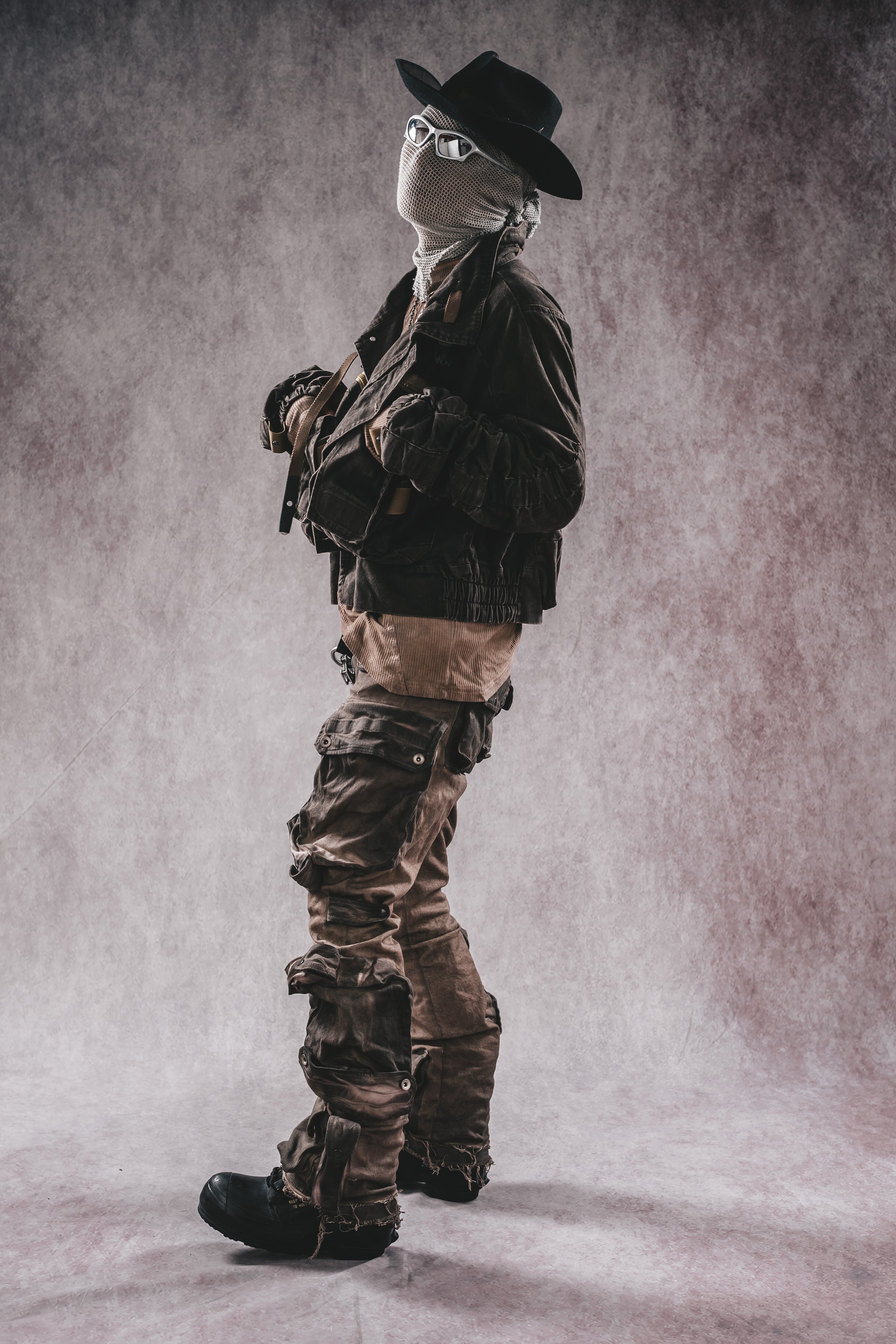 Giacca da lavoro corta in denim con colletto rialzato Wasteland