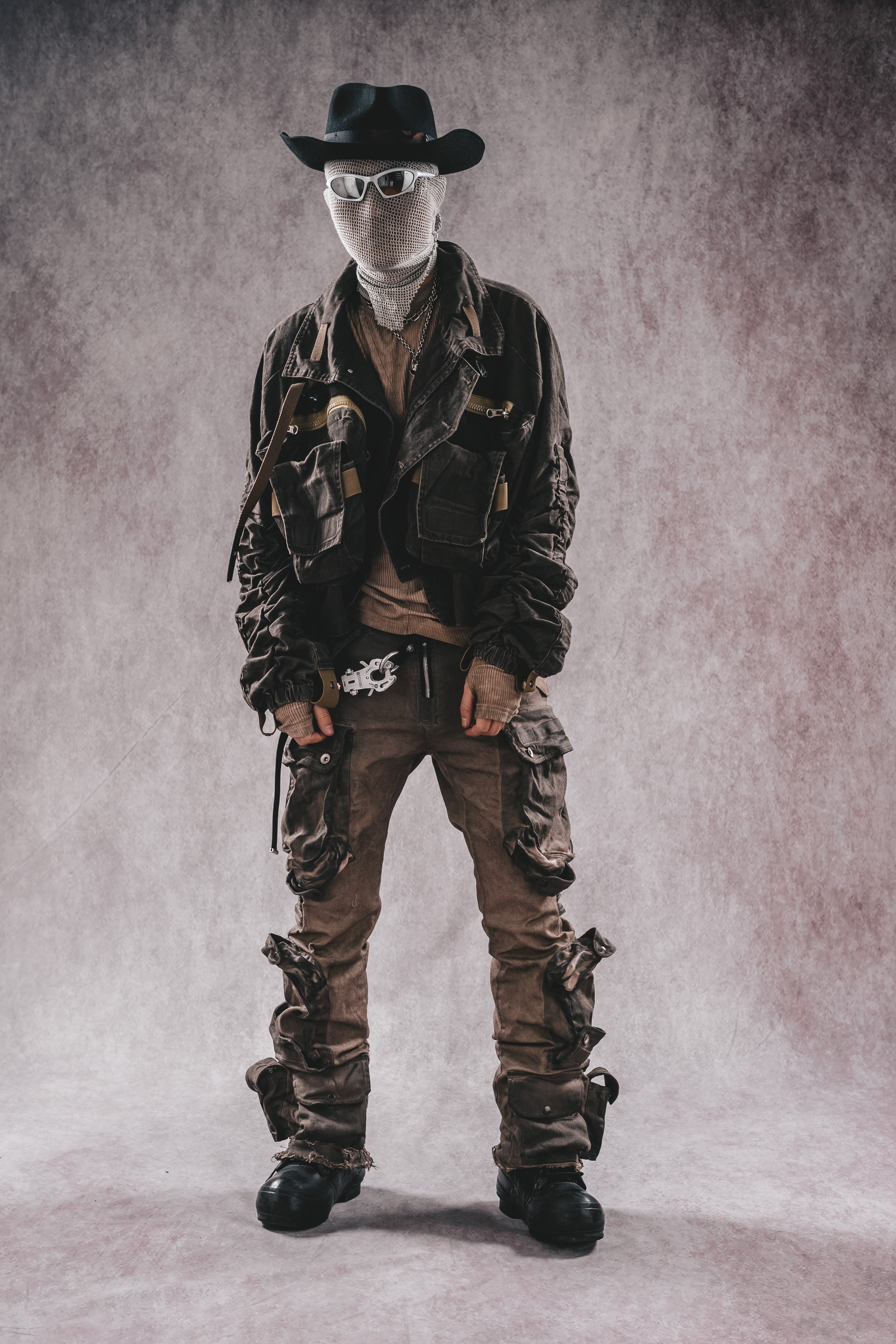 Giacca da lavoro corta in denim con colletto rialzato Wasteland