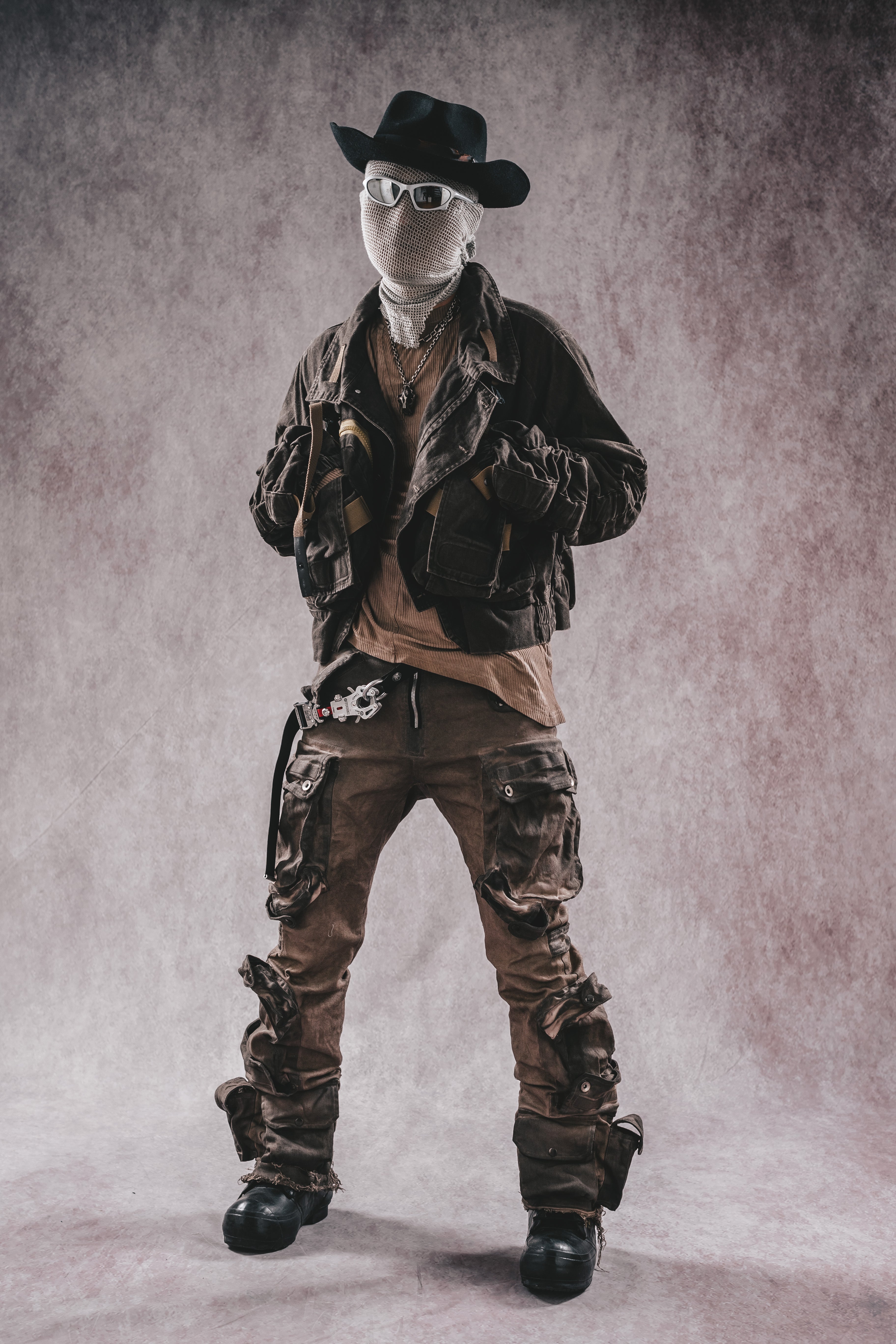 Giacca da lavoro corta in denim con colletto rialzato Wasteland