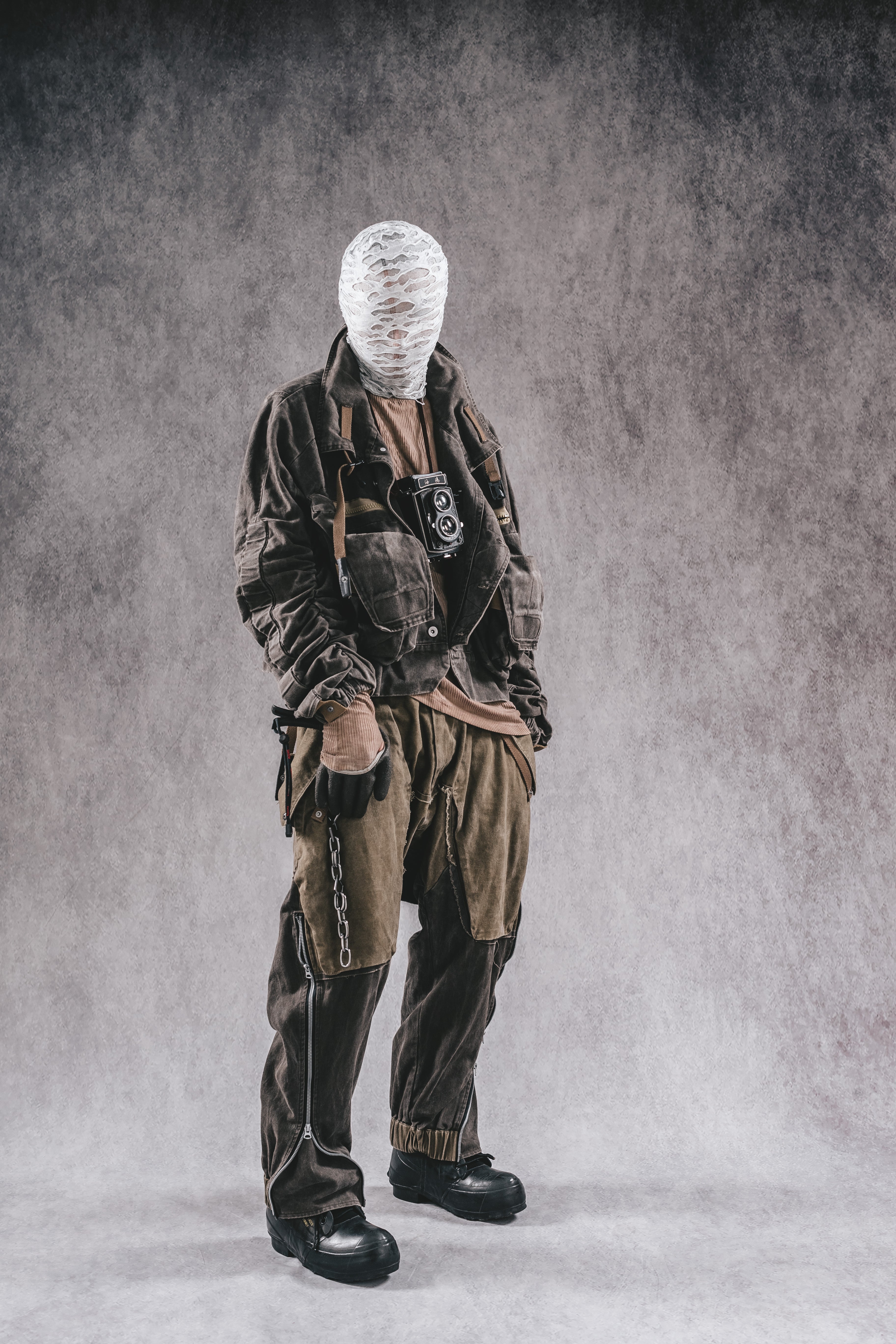 Giacca da lavoro corta in denim con colletto rialzato Wasteland