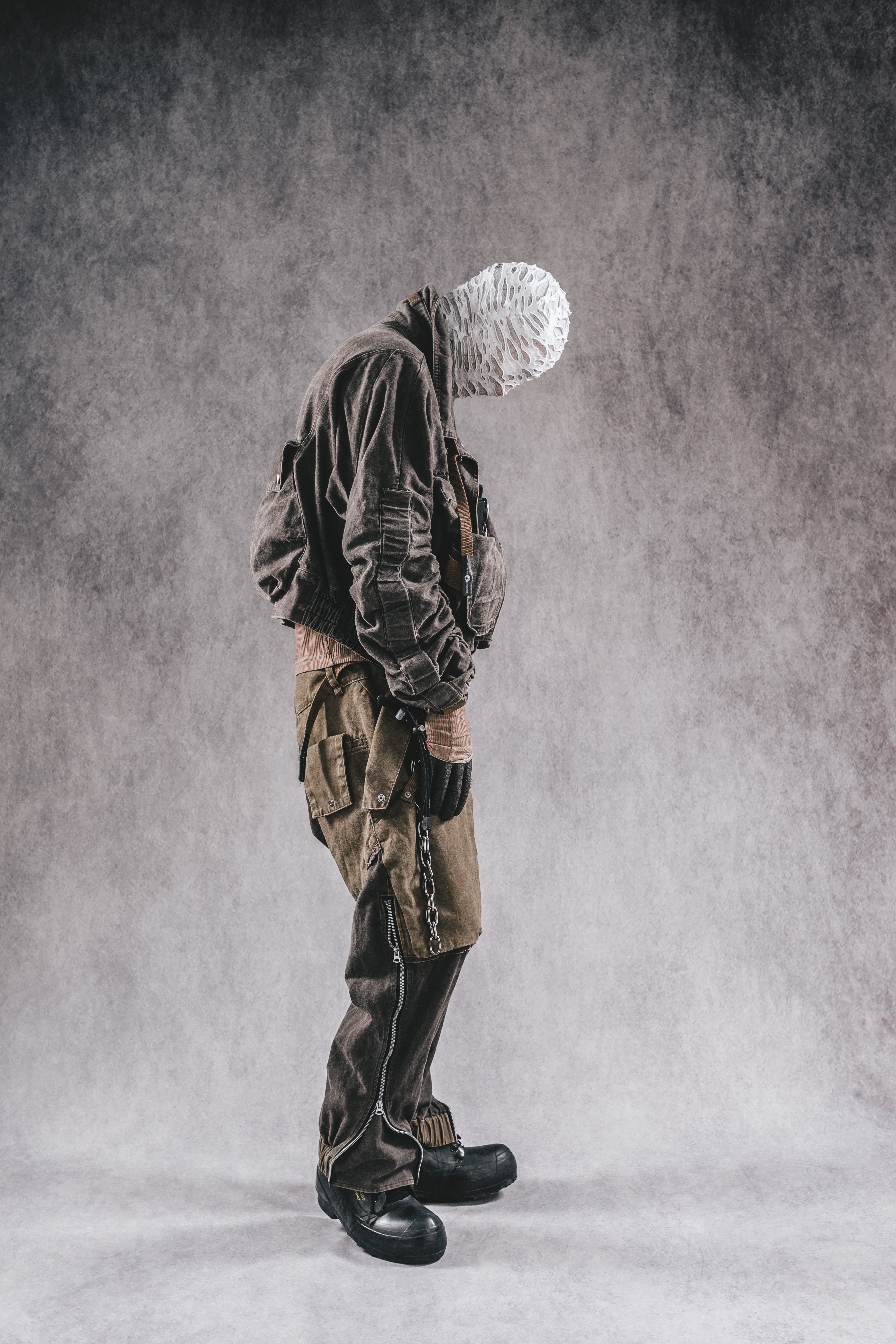 Giacca da lavoro corta in denim con colletto rialzato Wasteland