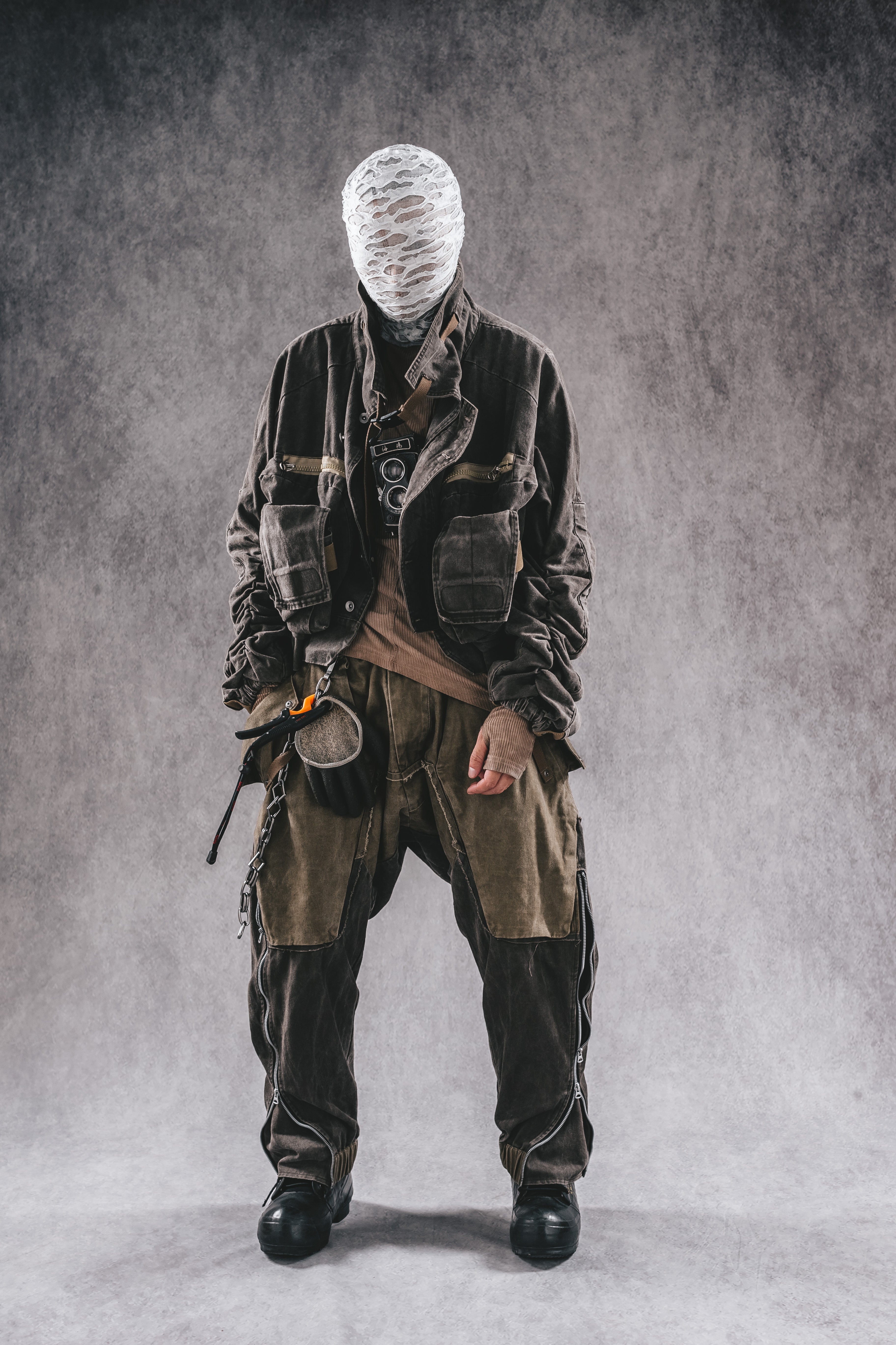 Giacca da lavoro corta in denim con colletto rialzato Wasteland