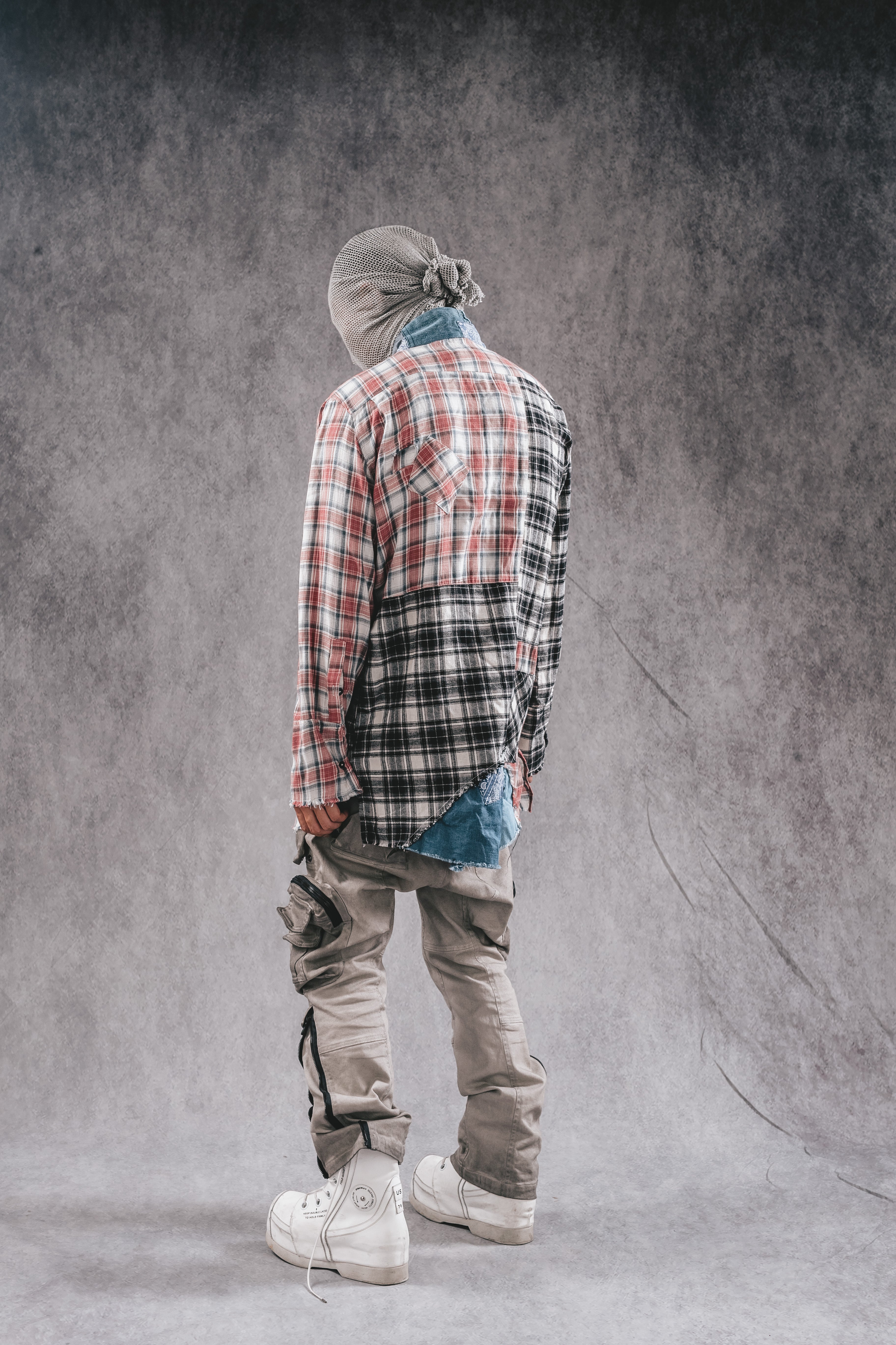 Cappotto a quadri ricostruito