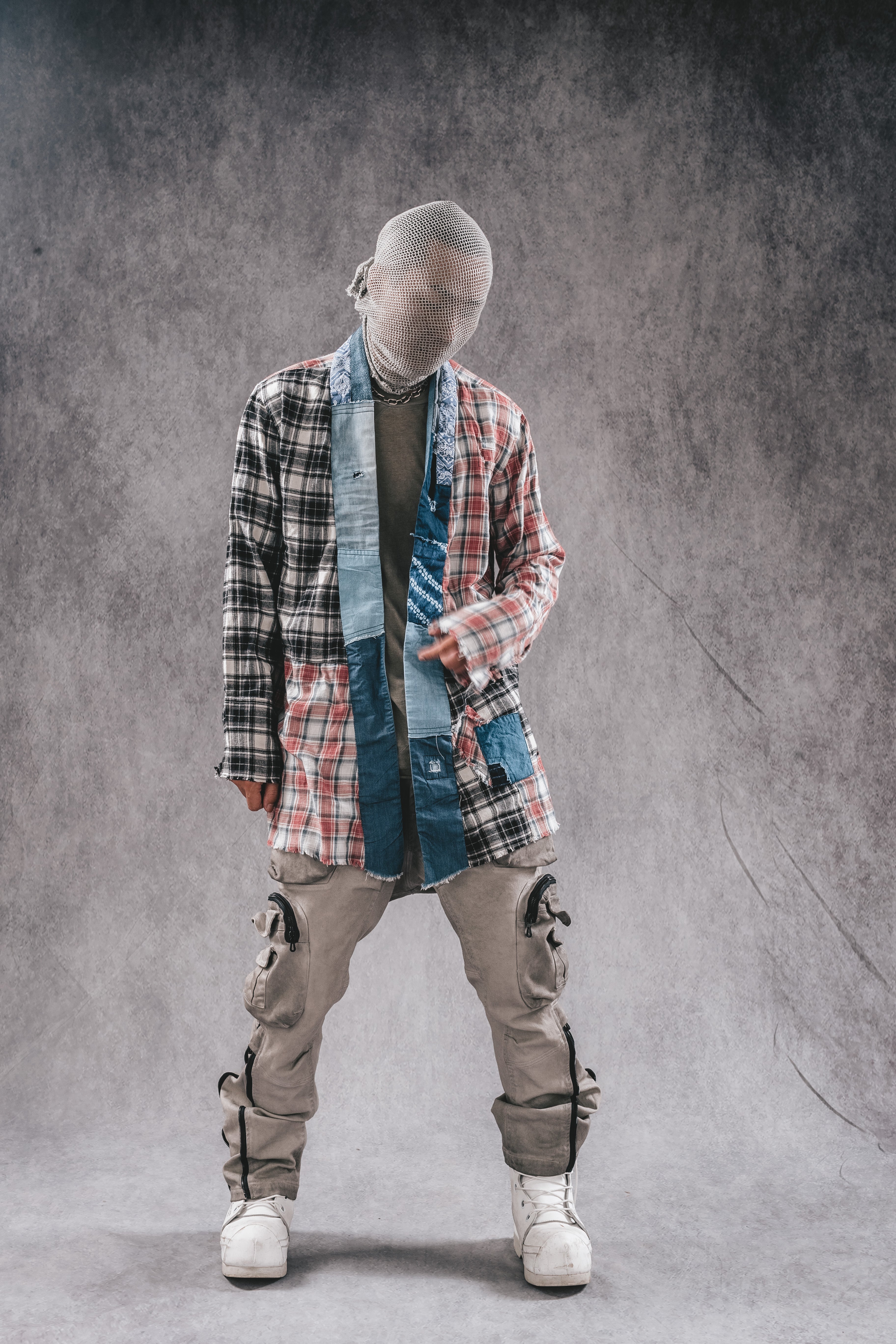 Cappotto a quadri ricostruito