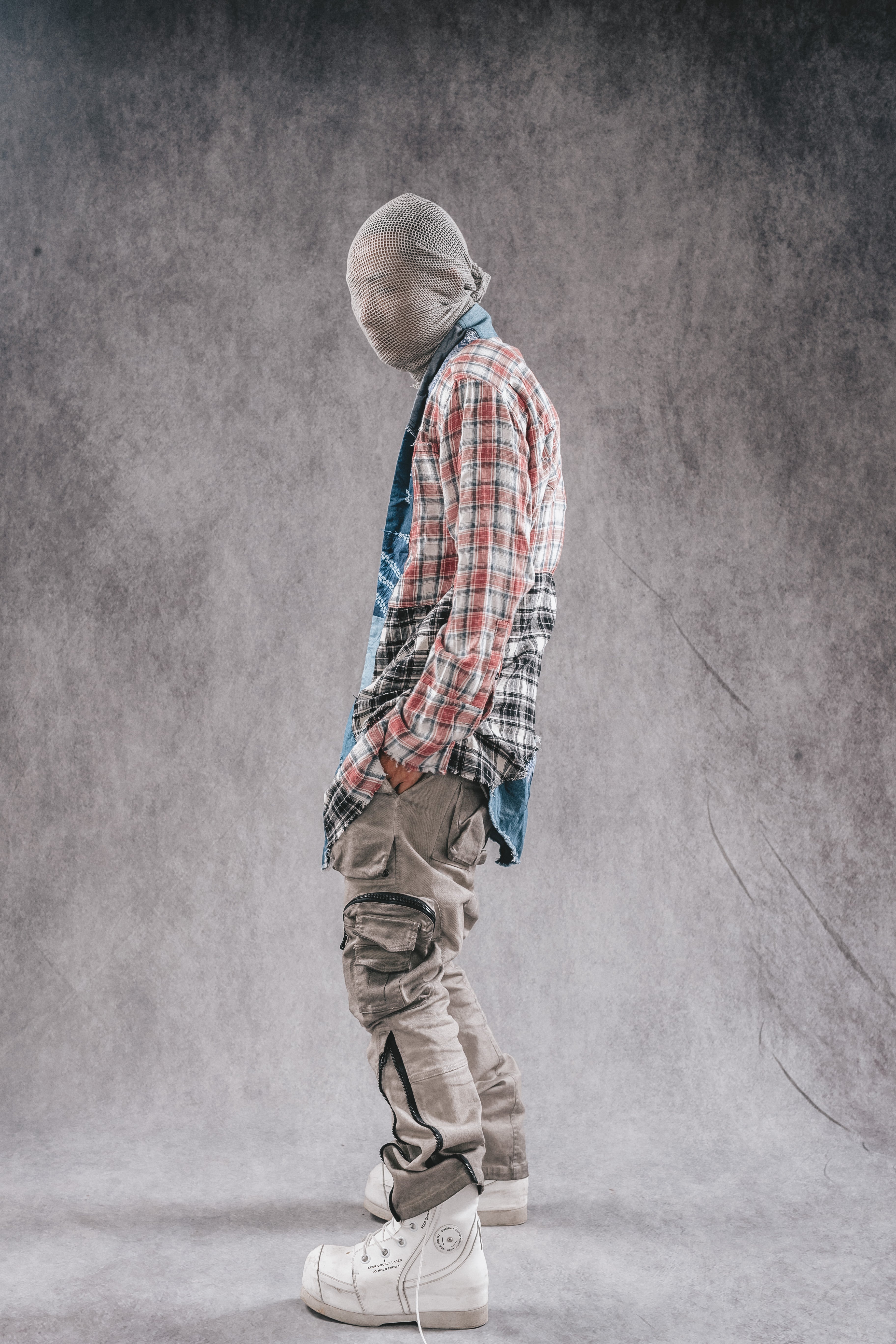 Cappotto a quadri ricostruito