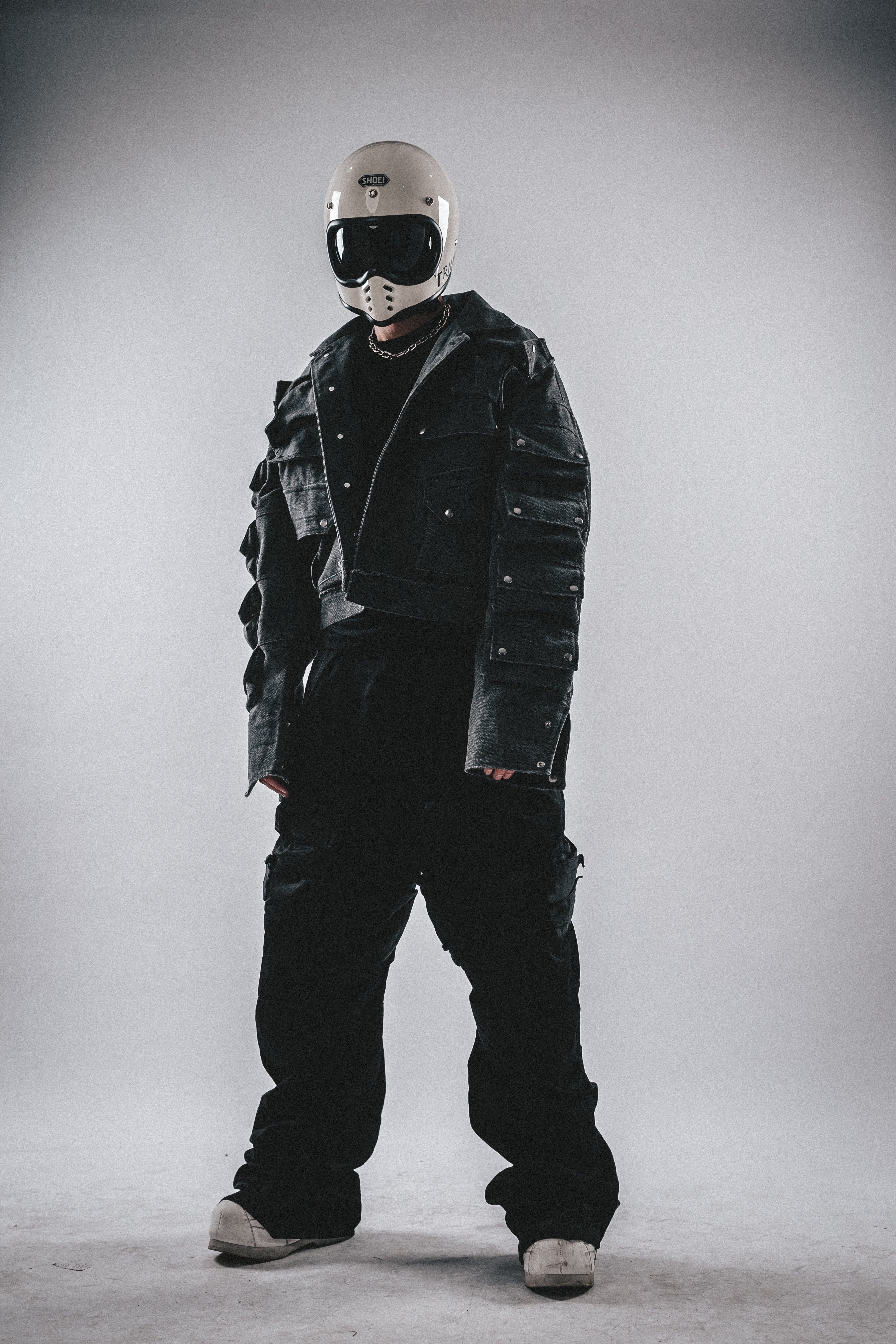 Giacca in tela squadrata resistente con tasche 3D