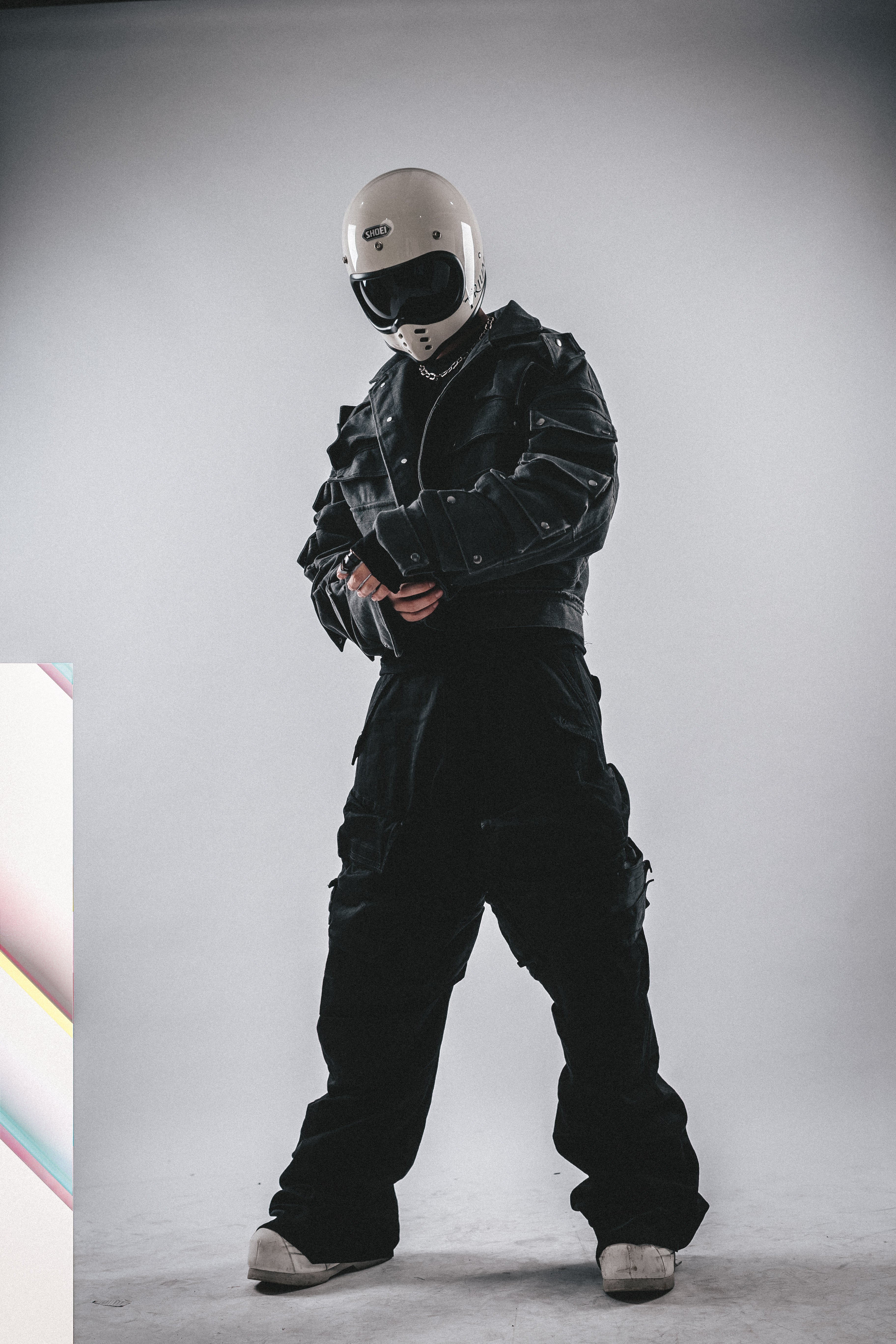 Giacca in tela squadrata resistente con tasche 3D