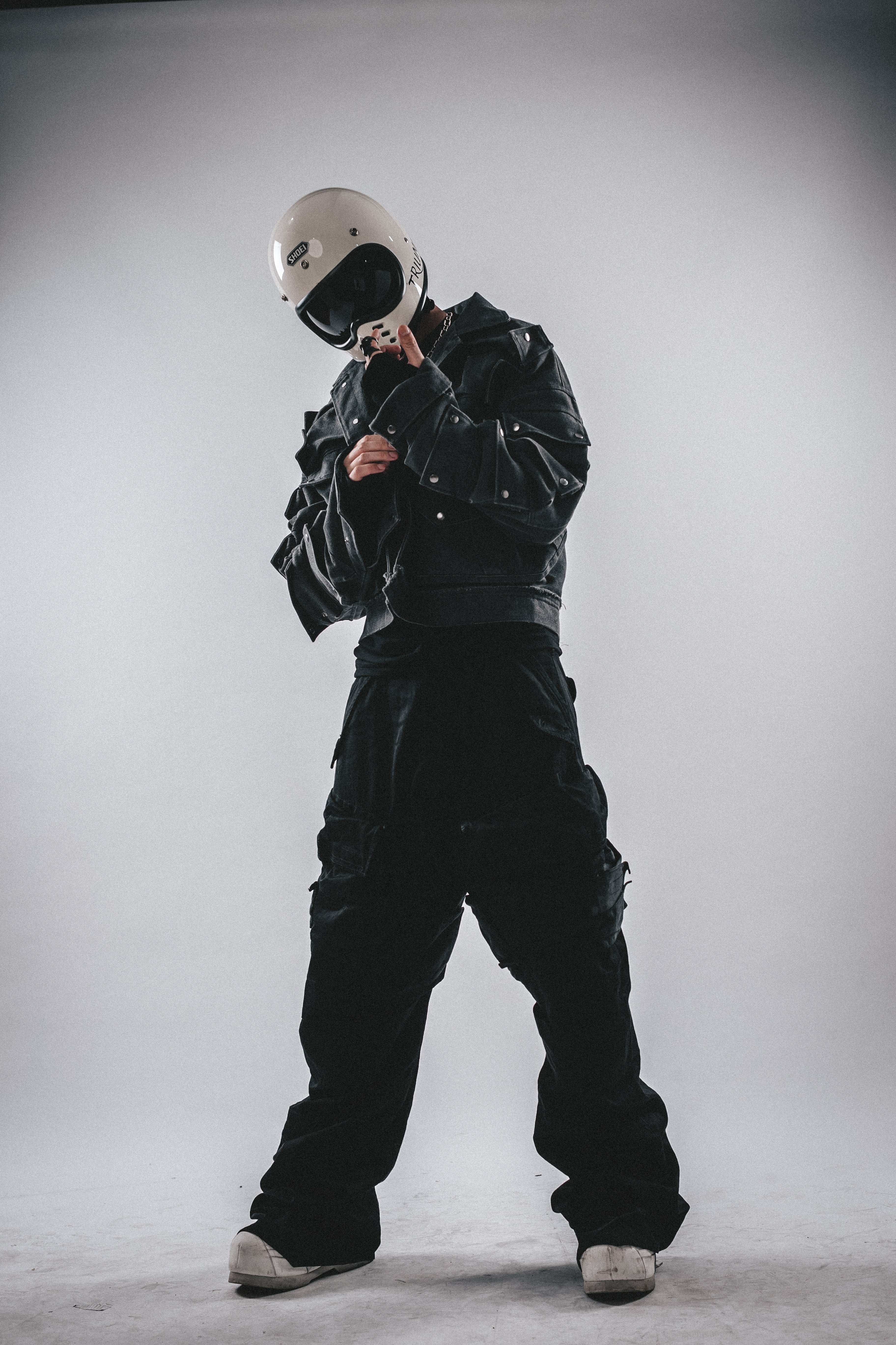 Giacca in tela squadrata resistente con tasche 3D