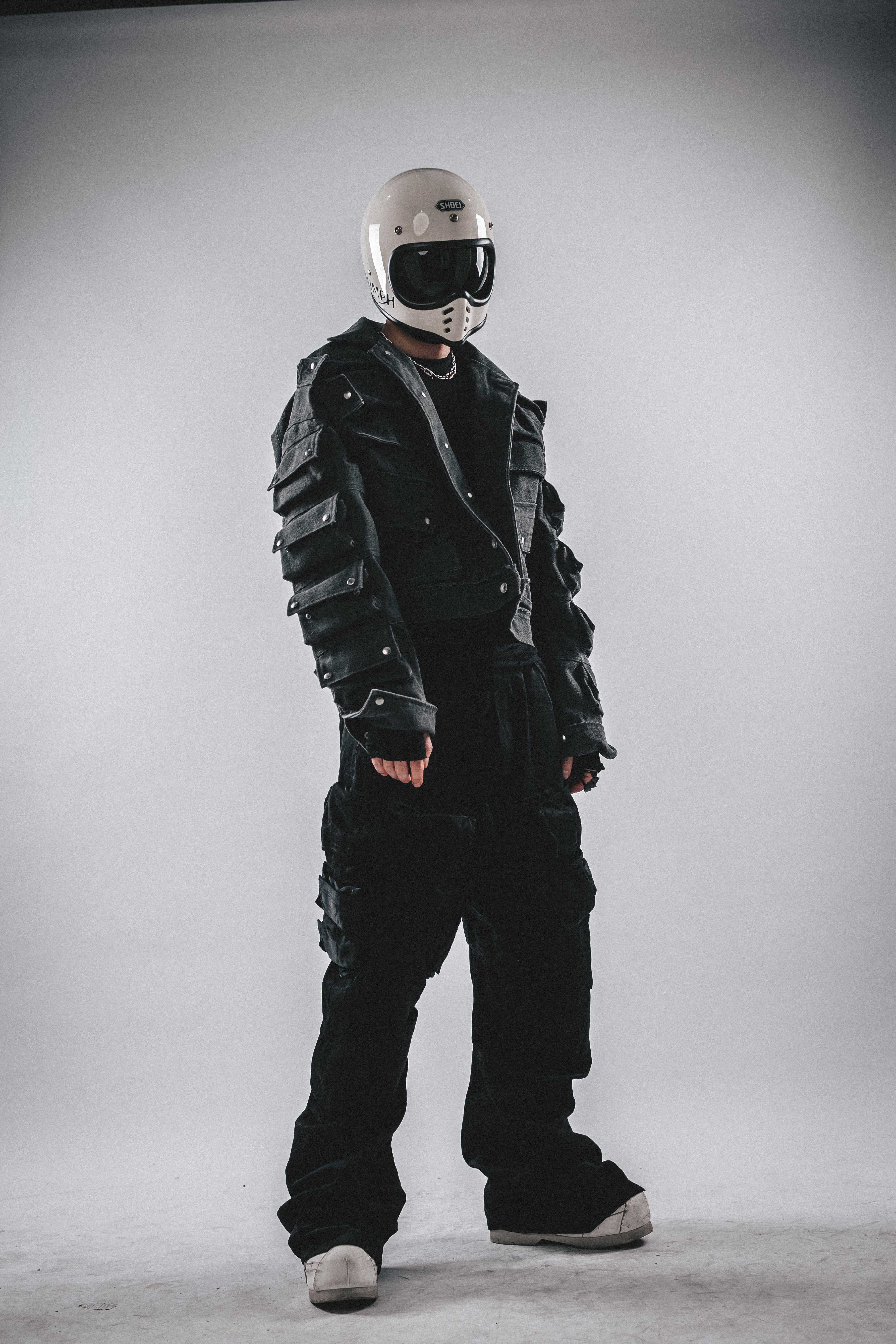 Giacca in tela squadrata resistente con tasche 3D