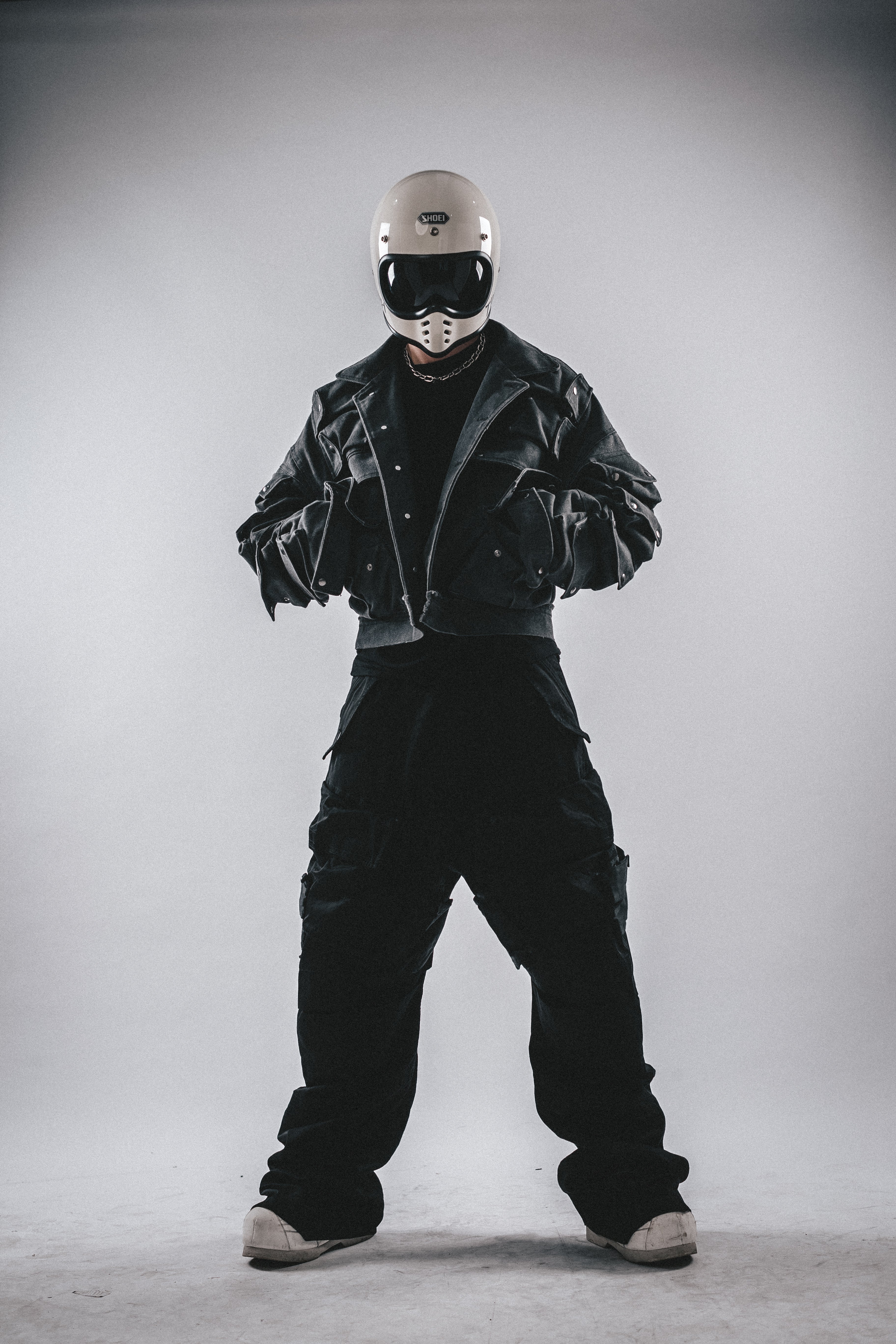 Giacca in tela squadrata resistente con tasche 3D