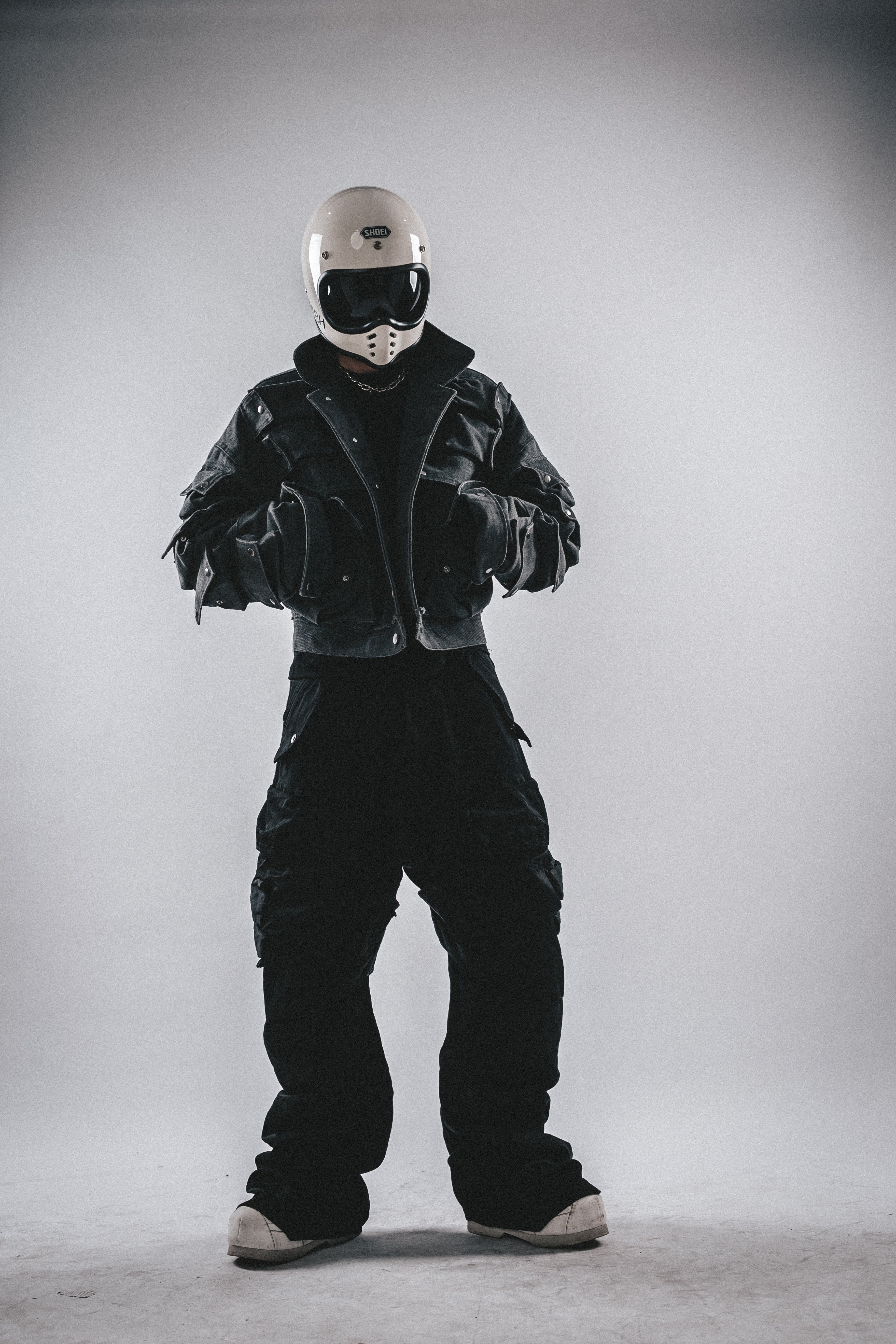 Giacca in tela squadrata resistente con tasche 3D