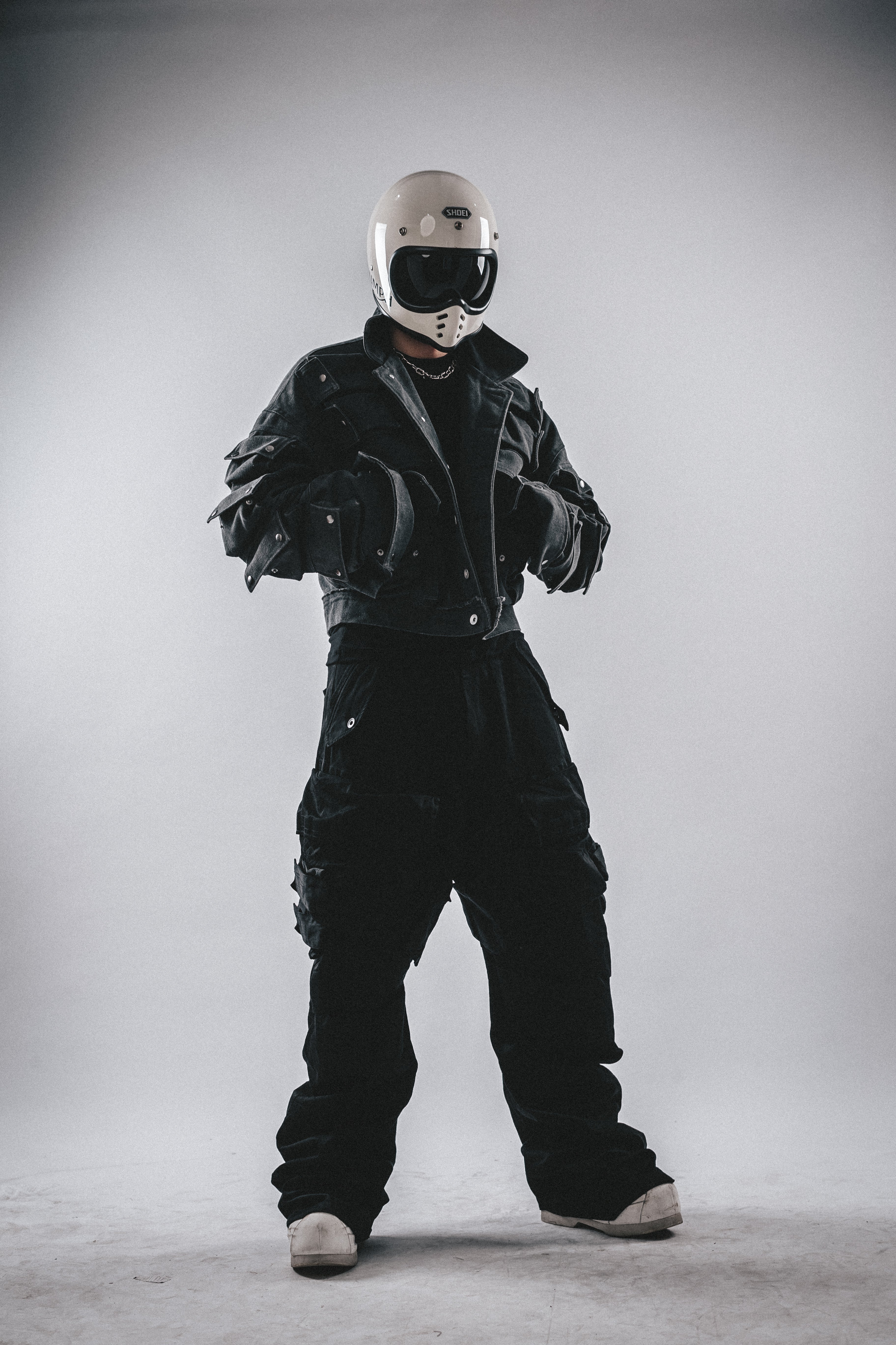 Giacca in tela squadrata resistente con tasche 3D