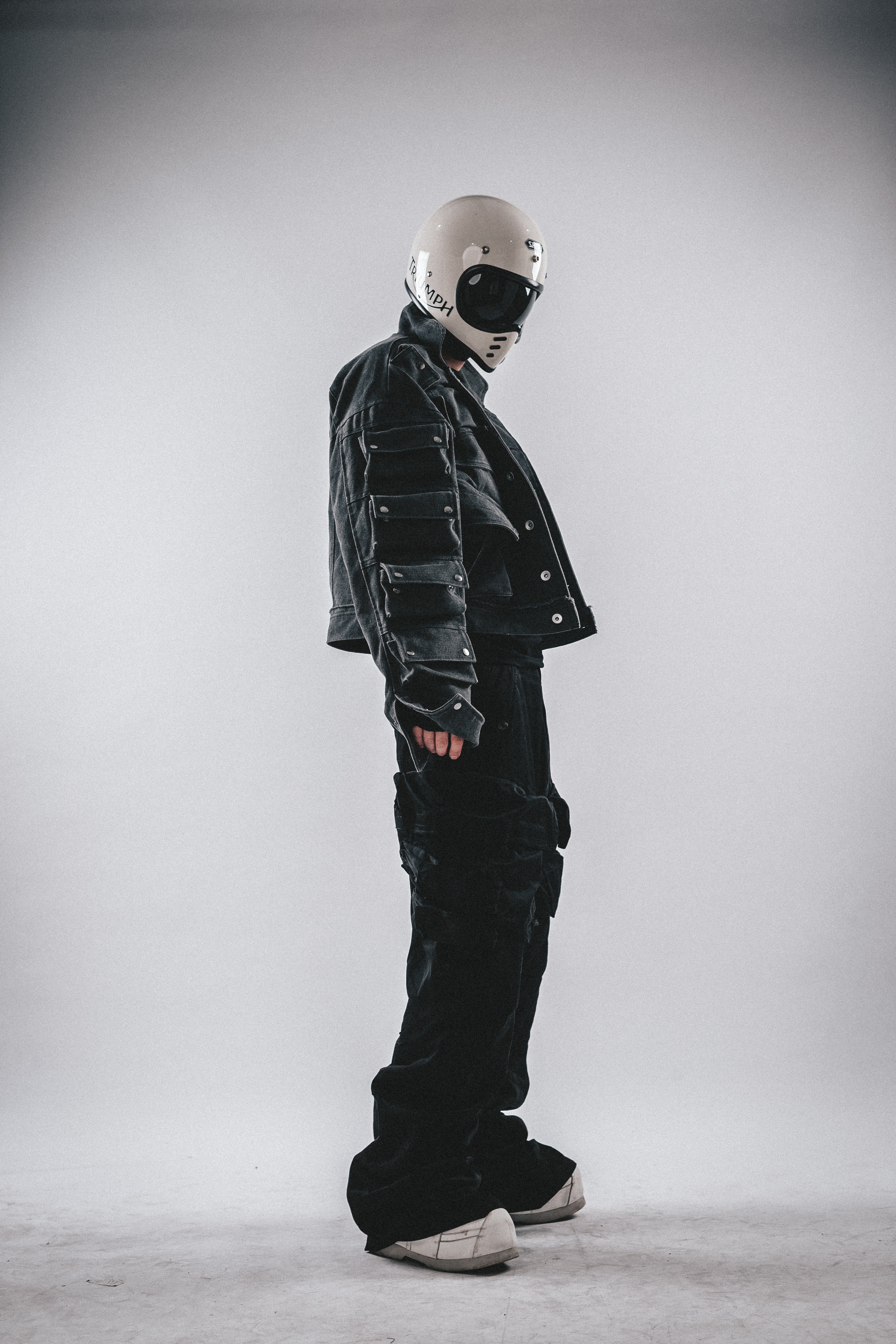 Giacca in tela squadrata resistente con tasche 3D