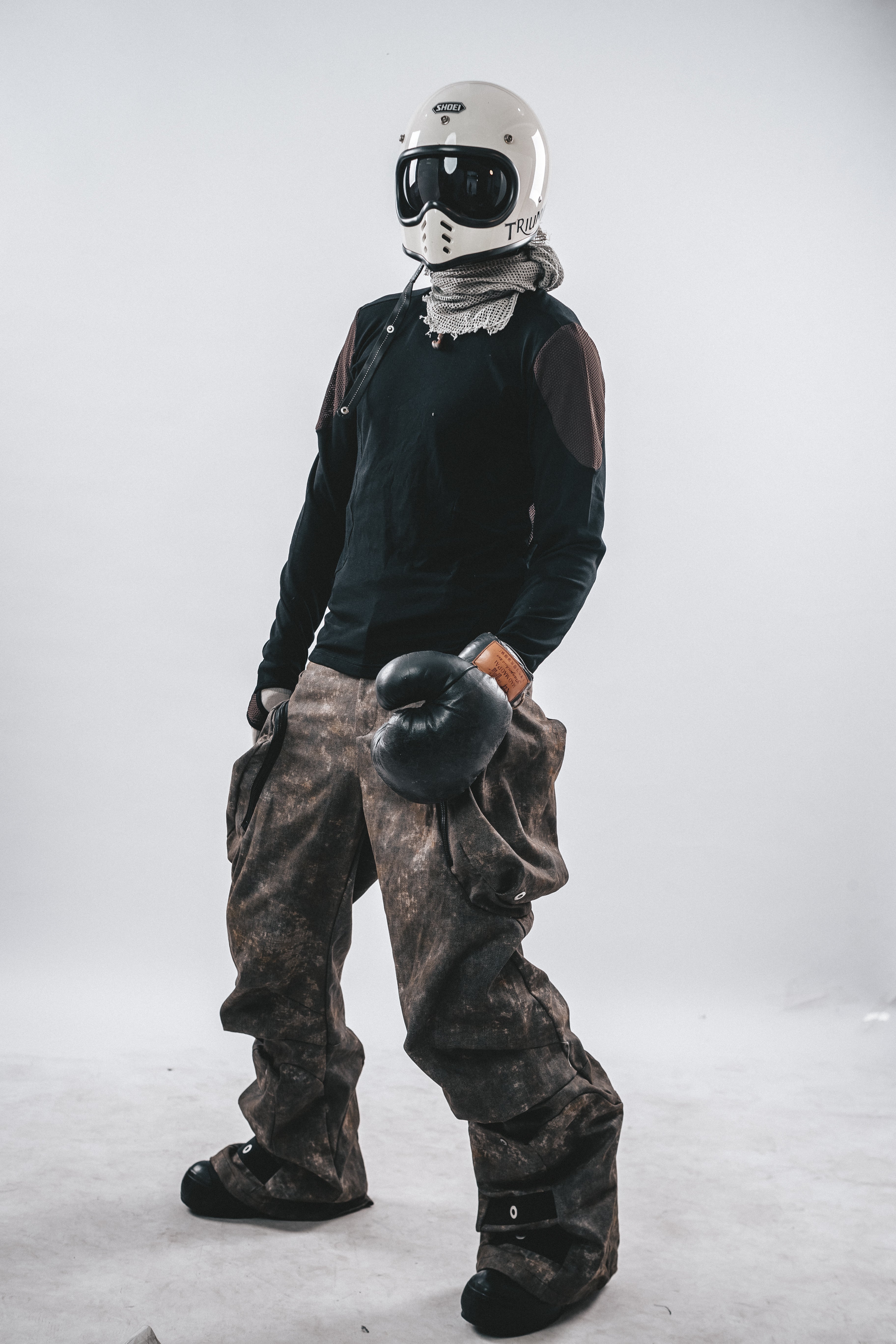 T-SHIRT LUNGA IN COTONE CON PANNELLO IN RETE DRKLEI