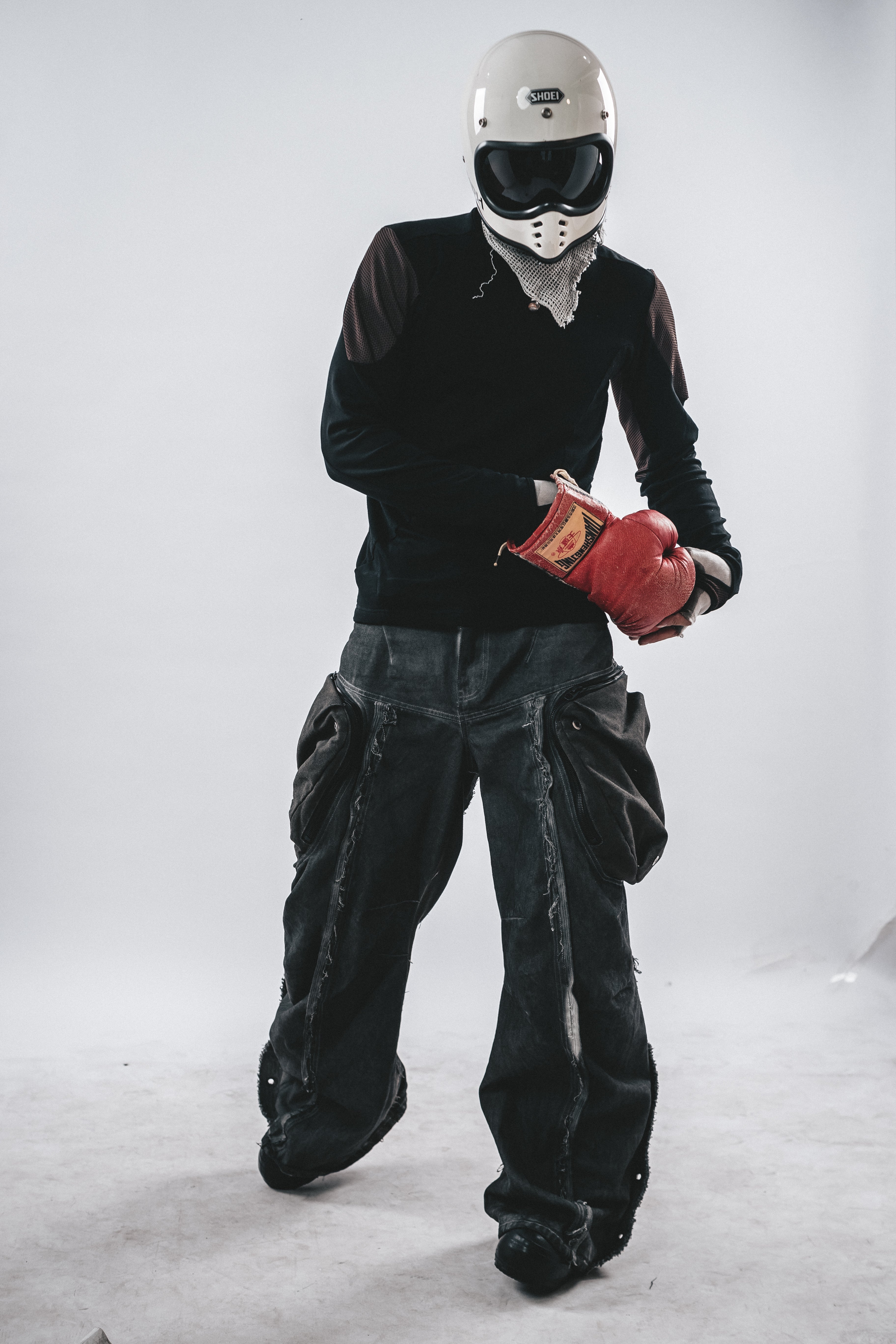 T-SHIRT LUNGA IN COTONE CON PANNELLO IN RETE DRKLEI