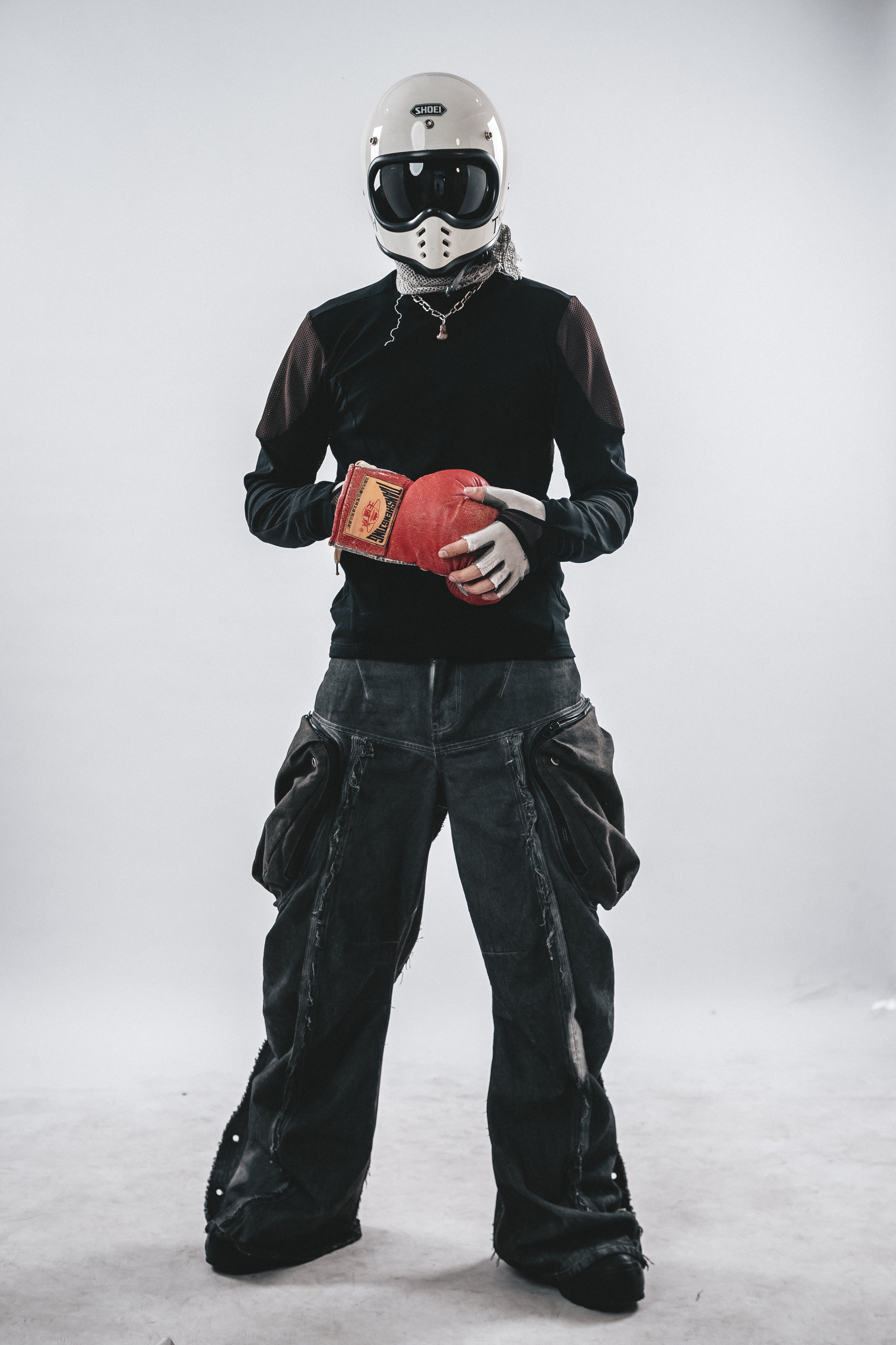 T-SHIRT LUNGA IN COTONE CON PANNELLO IN RETE DRKLEI