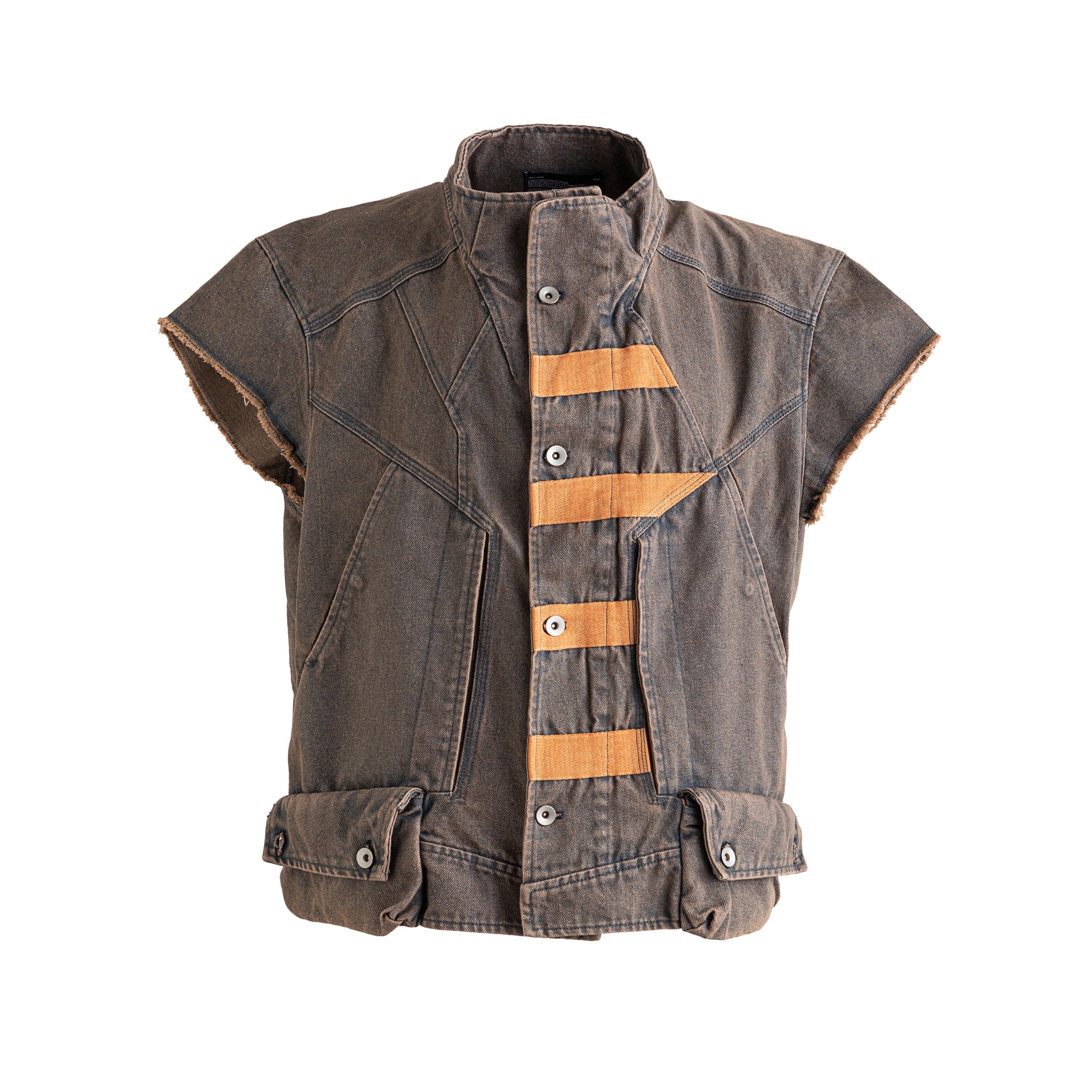 Giacca gilet in denim con cuciture a contrasto di colore Wasteland