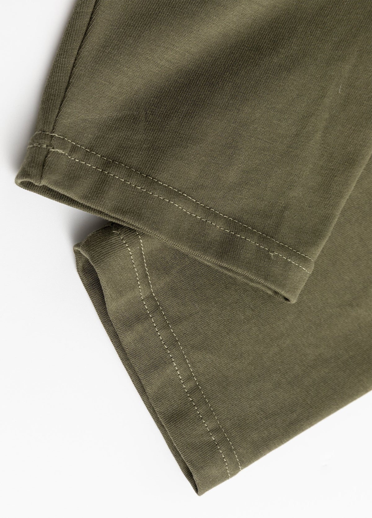 Double-stitched sleeve hems.