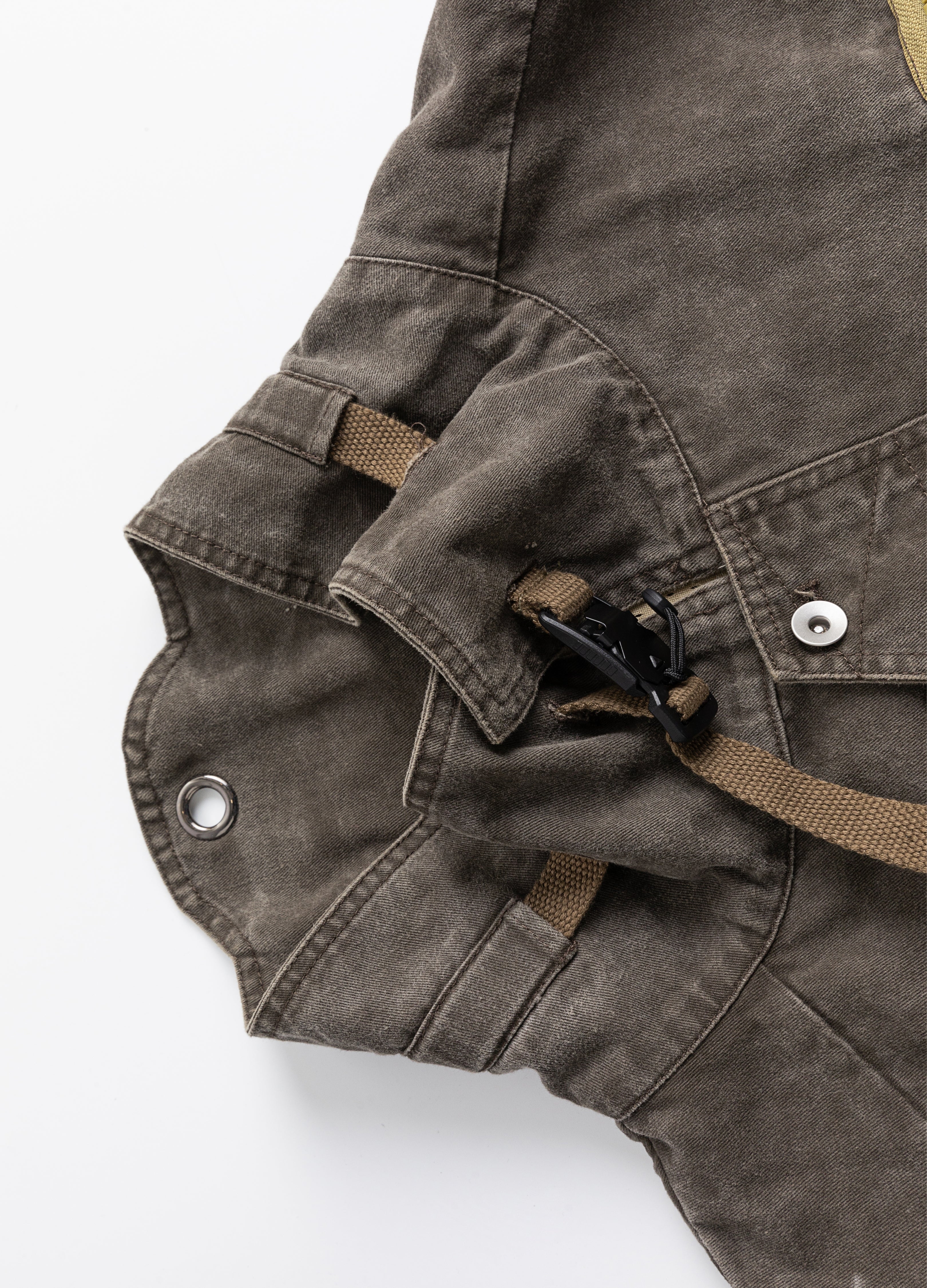 Wasteland Stand Collar Short Workwear Denim Jacket