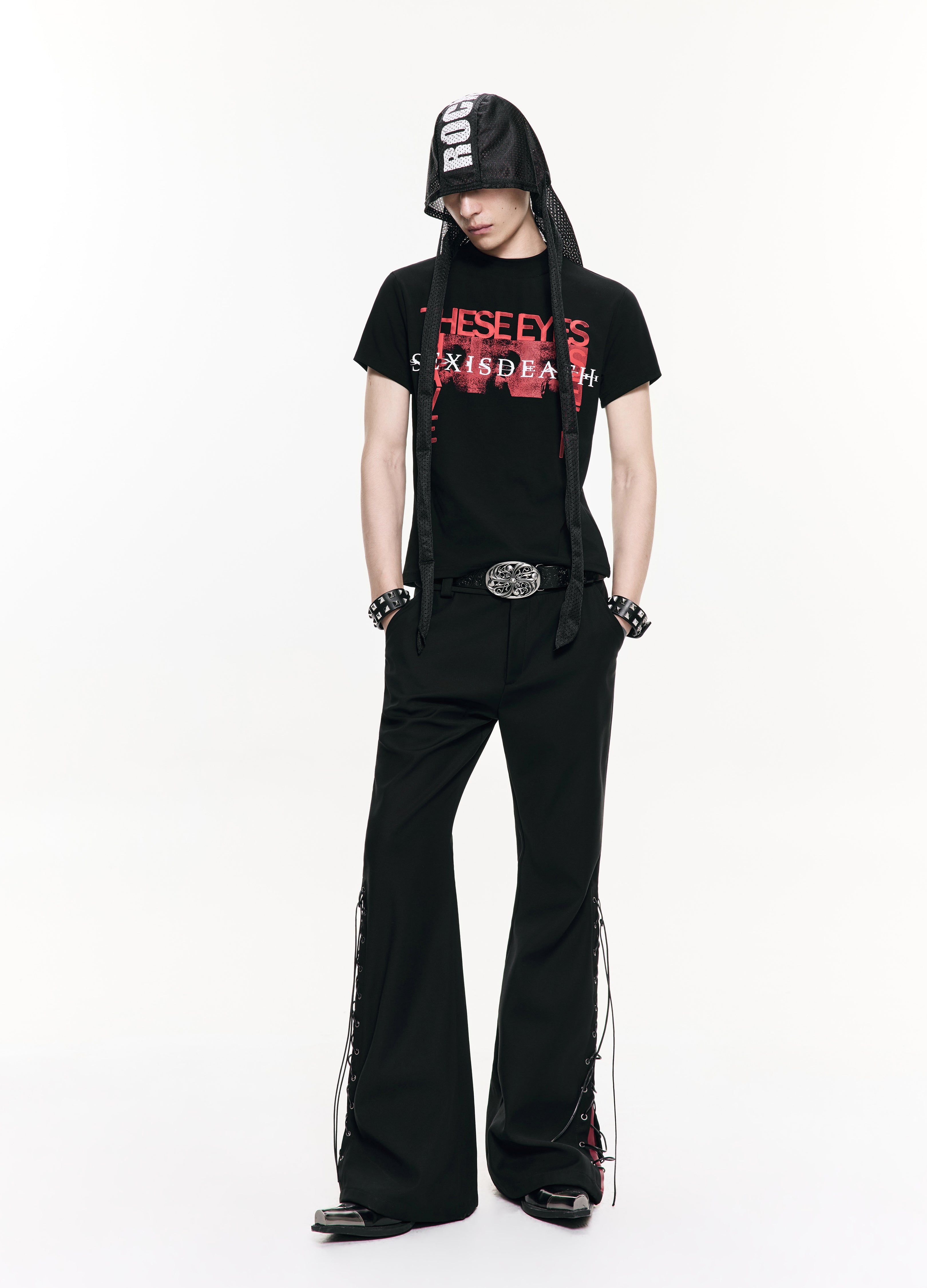 26SS STRAP PANEL FLARE TROUSERS