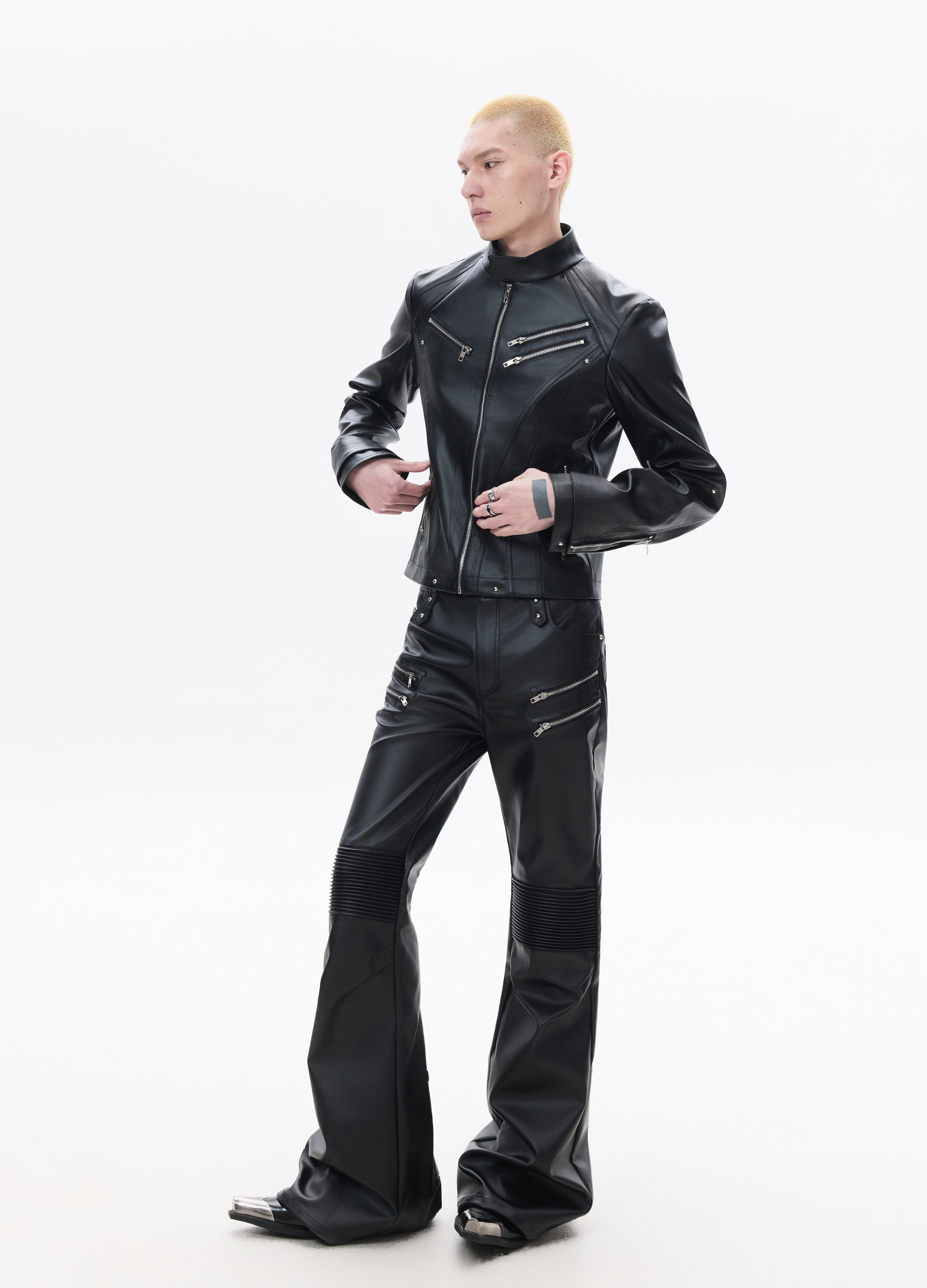 26SS MULTI-ZIP BIKER LEATHER PANTS
