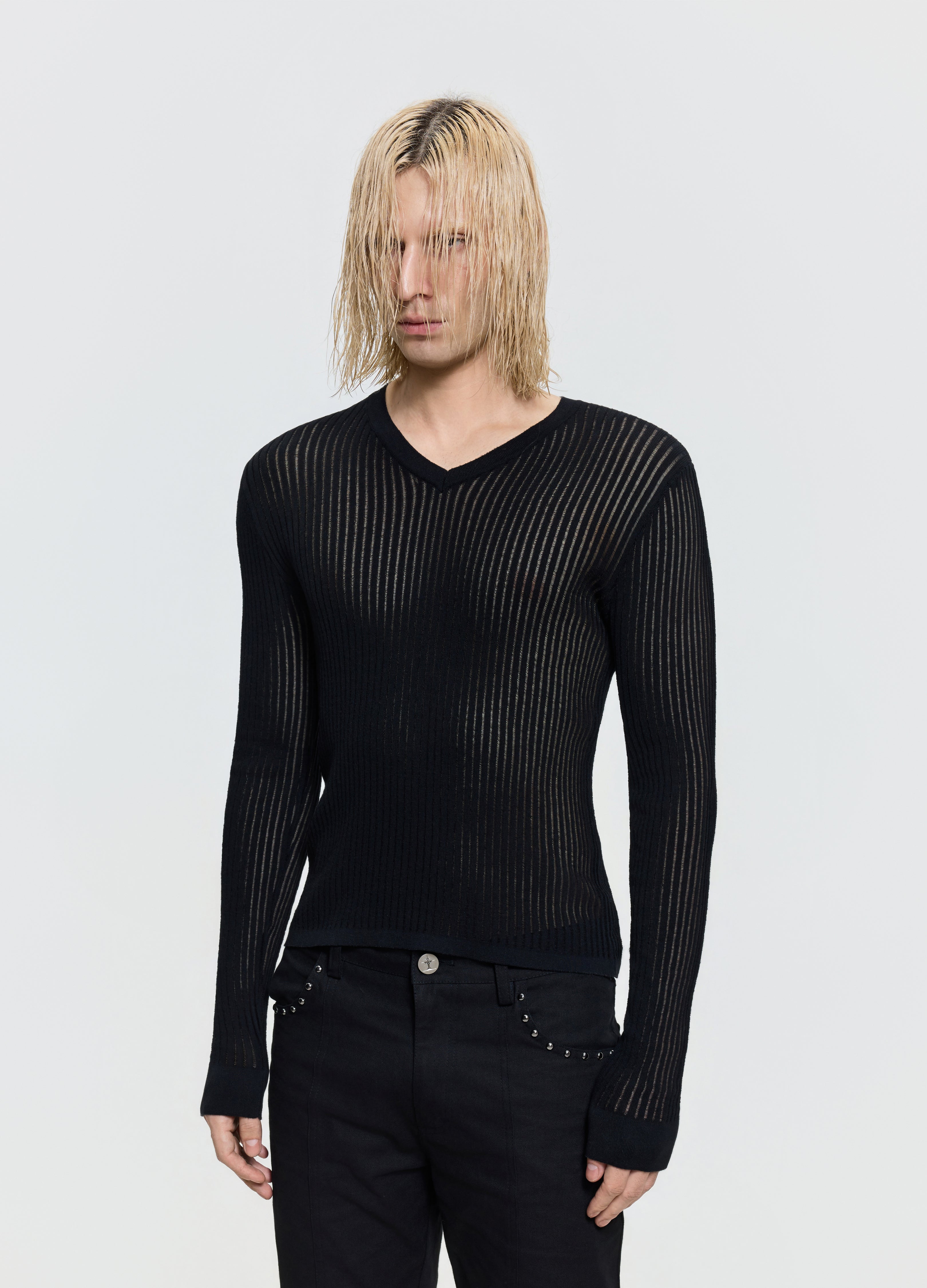 26FW SHEER V-NECK KNIT