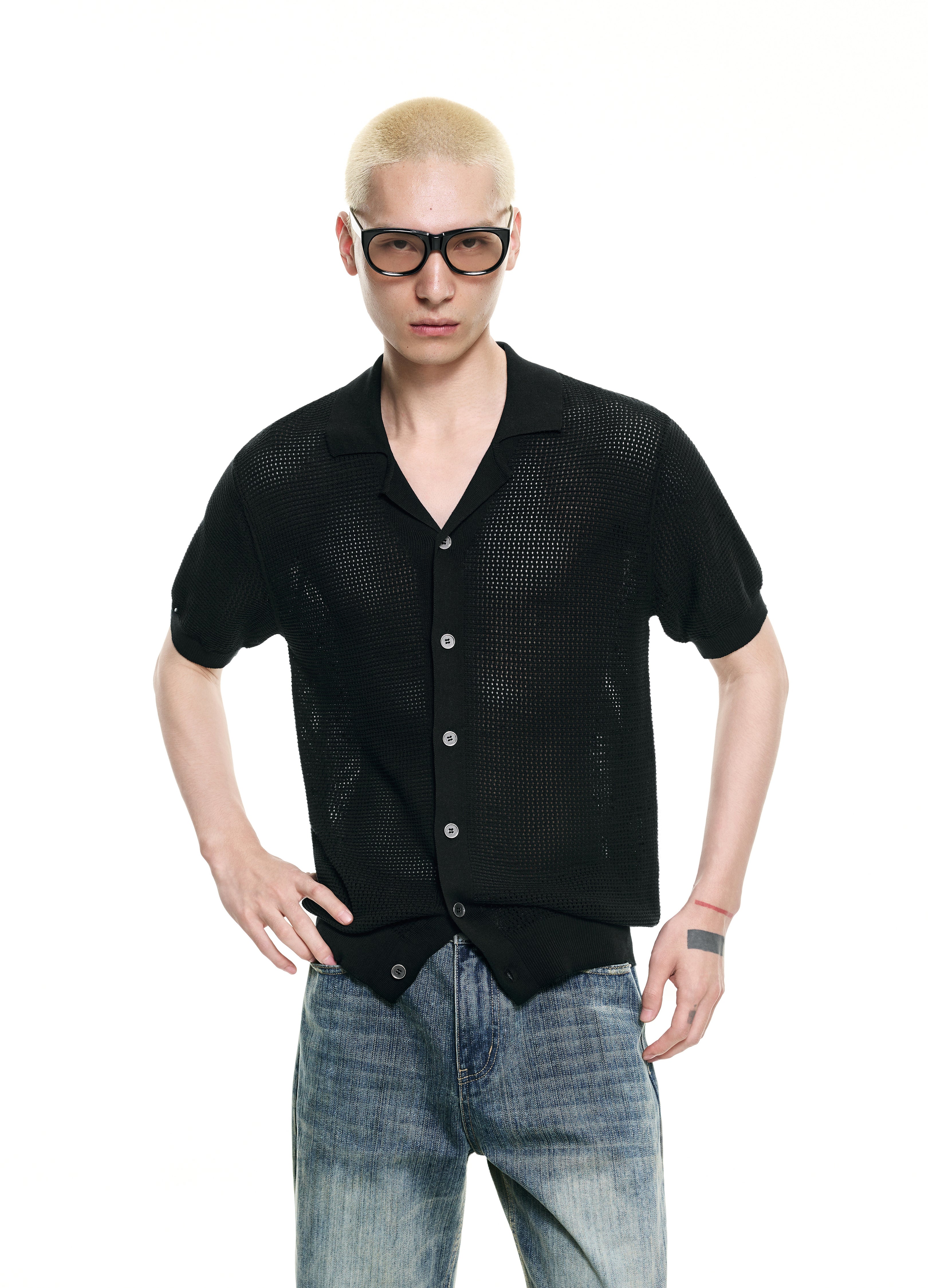 26SS MESH CUBA KNIT SHIRT