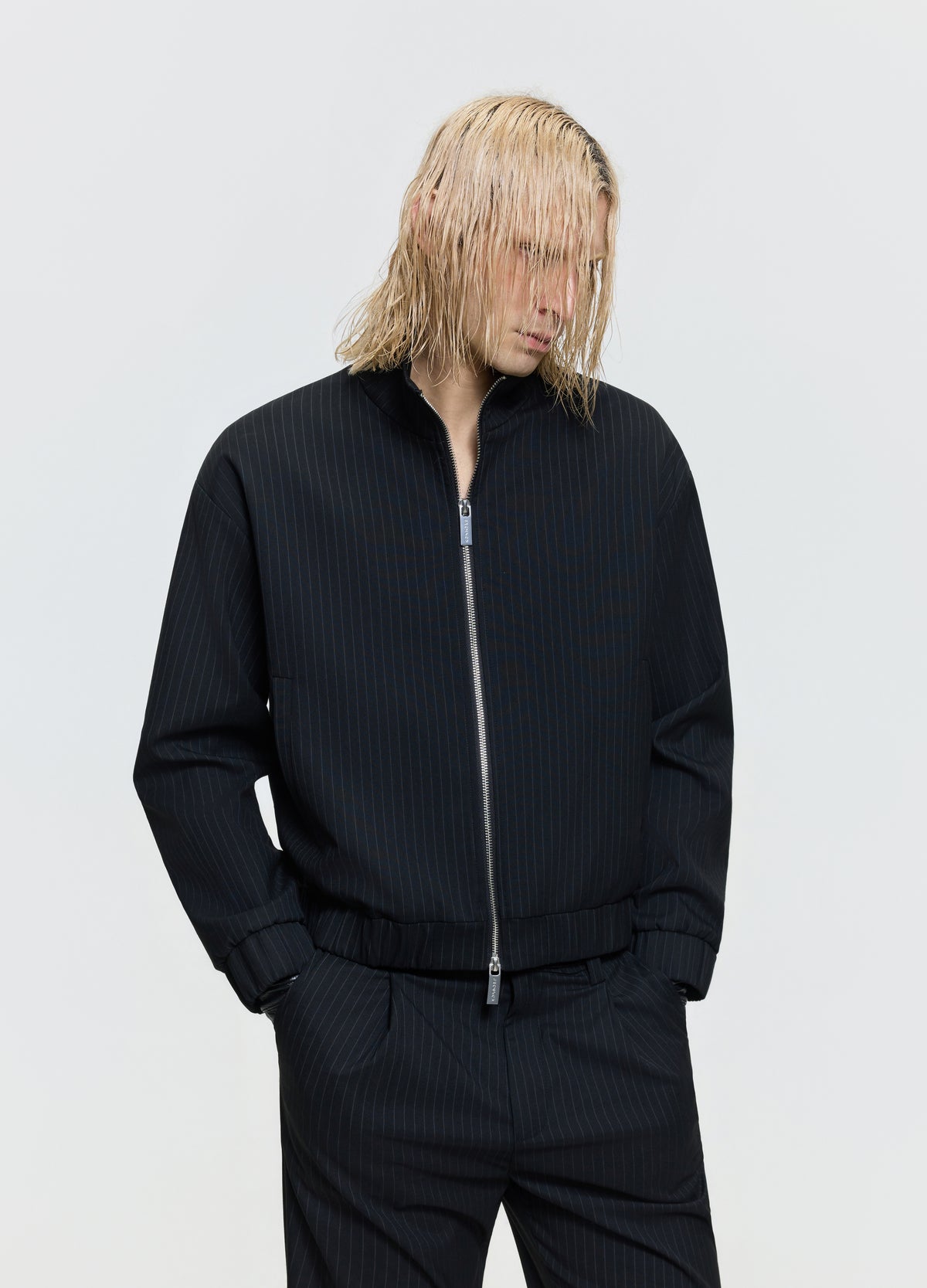 FRKM SCD 26FW black stripe Harrington zip jacket — product view 6