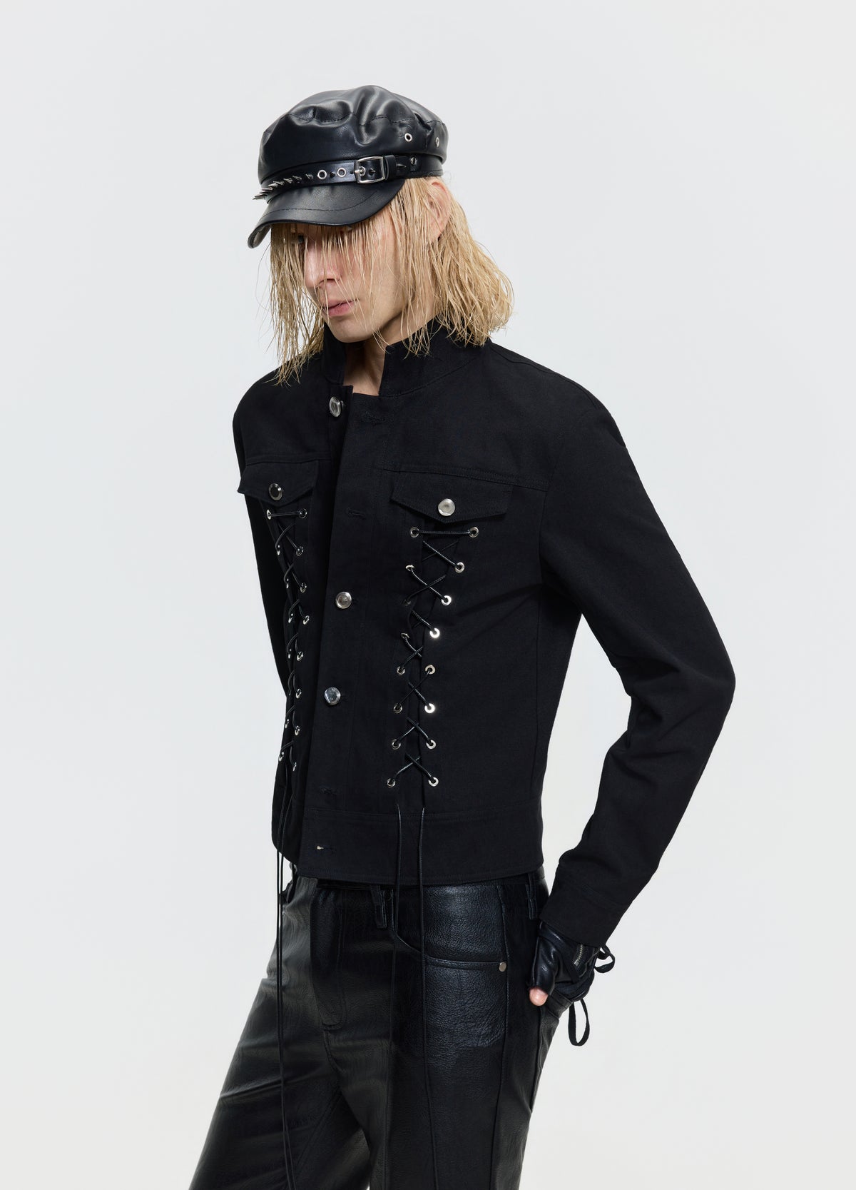 FRKM SCD 26FW corset stand-collar black jacket — product view 4