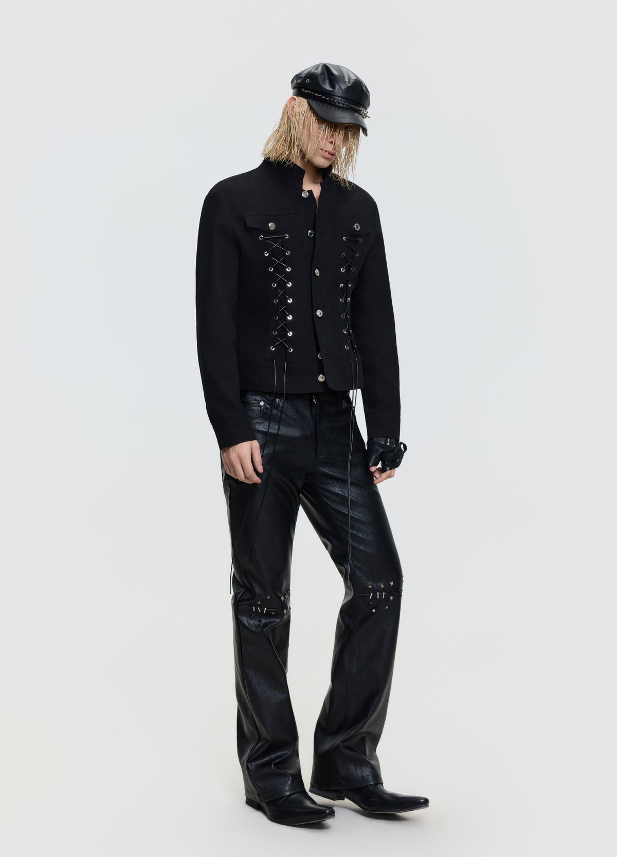 FRKM SCD 26FW black studded leather-look pants — product view 9