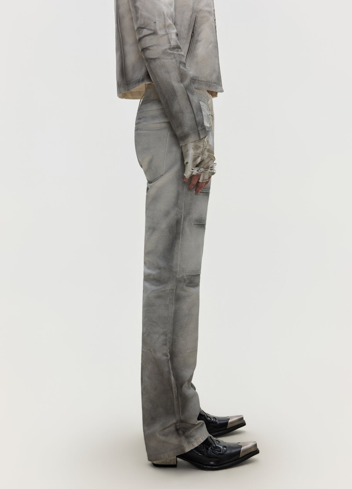 FRKM SCD 26FW dirty grey washed moto denim — product view 5