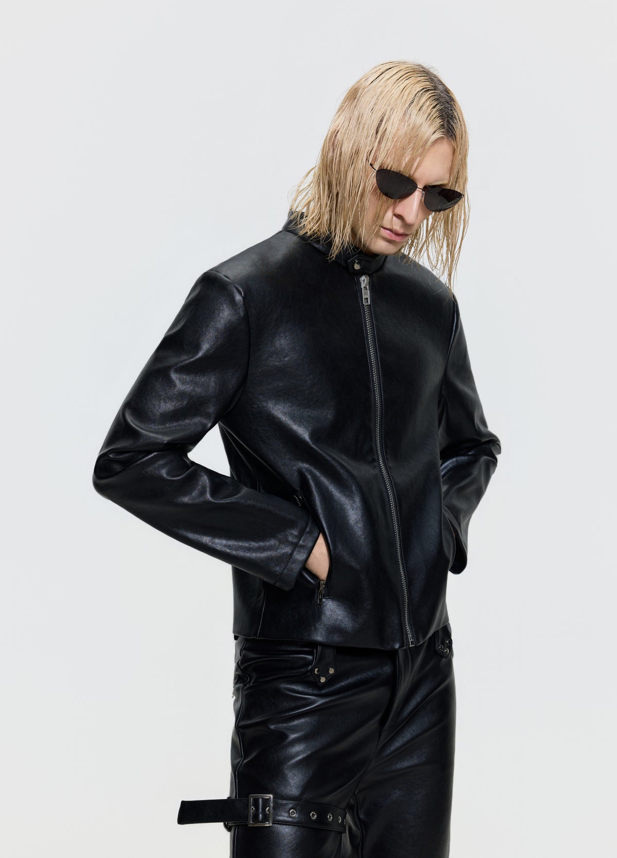 FRKM SCD 26FW black belted leather-look zip jacket — product view 6