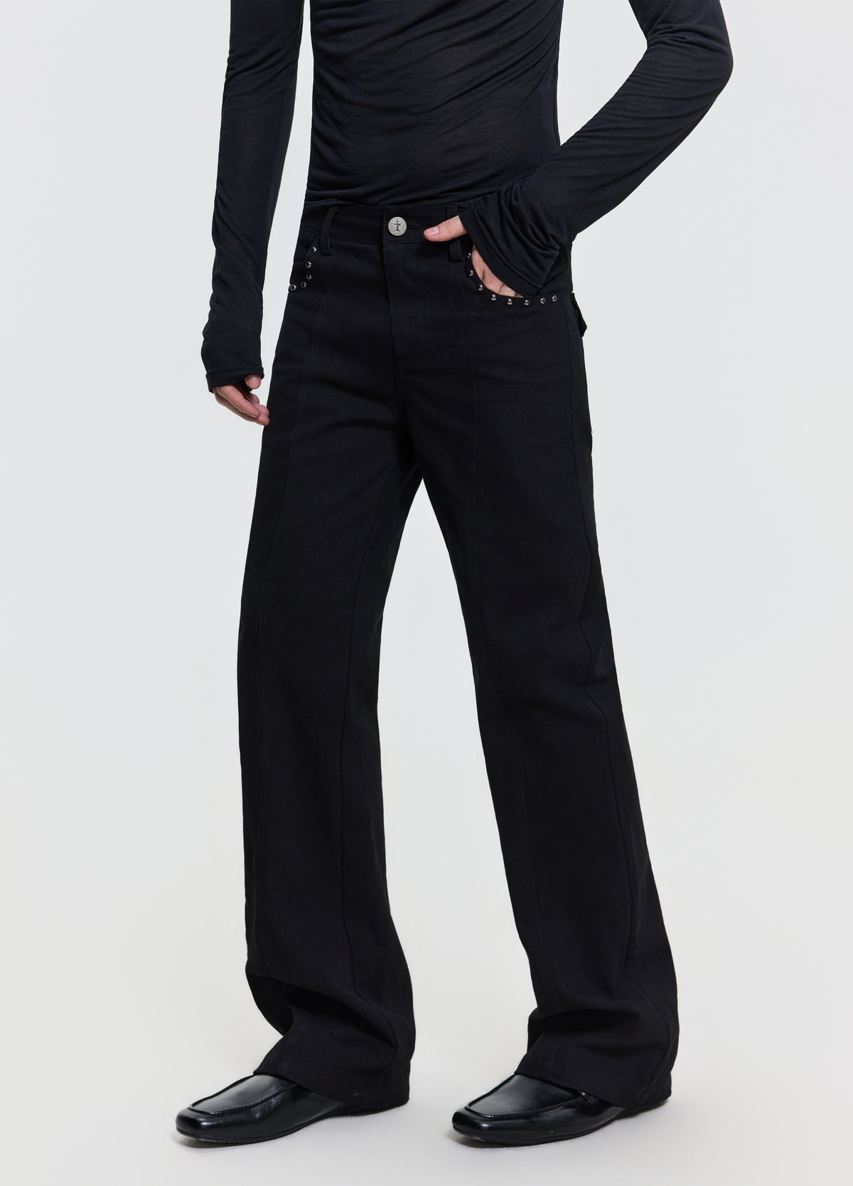 26FW STUDDED PANEL DENIM