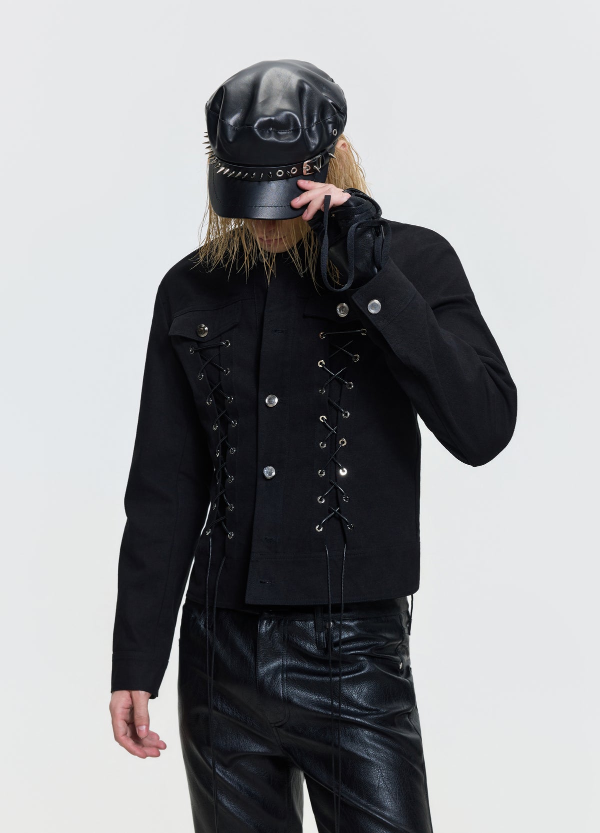 FRKM SCD 26FW corset stand-collar black jacket — product view 6