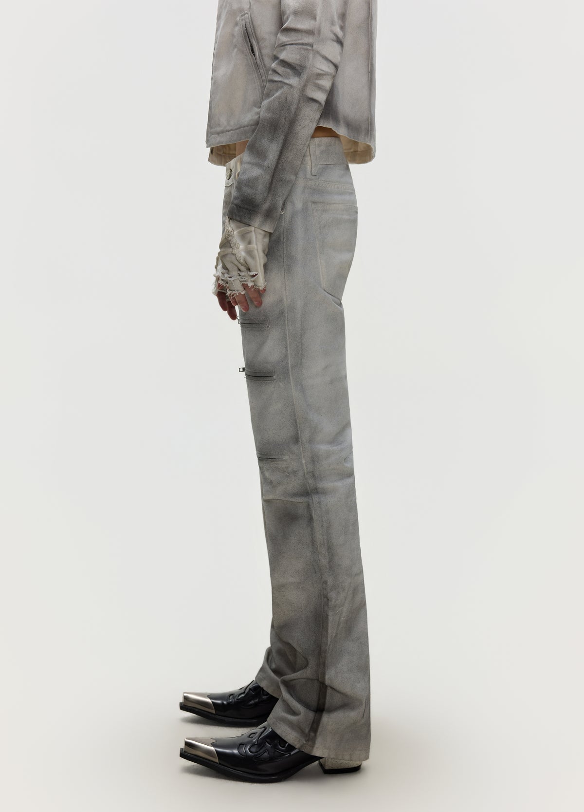 FRKM SCD 26FW dirty grey washed moto denim — product view 6