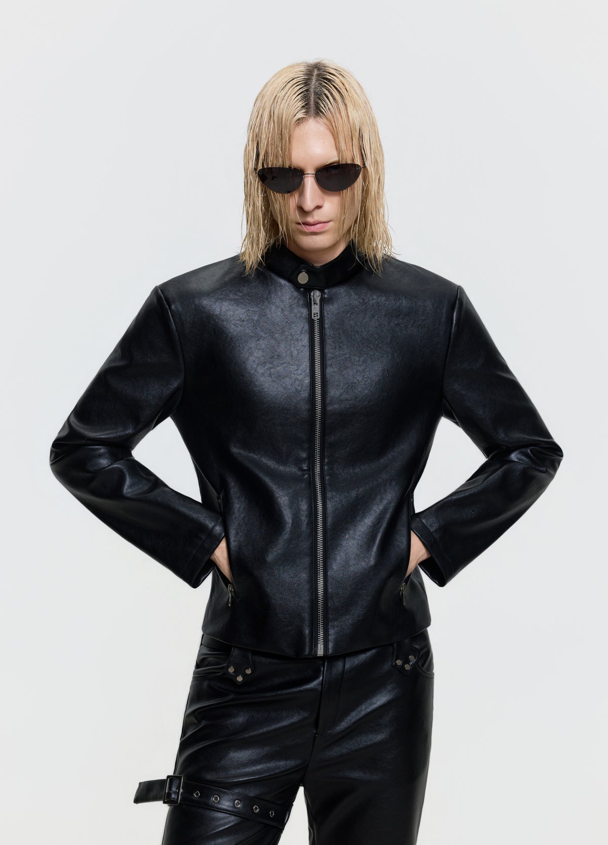 FRKM SCD 26FW black belted leather-look zip jacket — product view 7