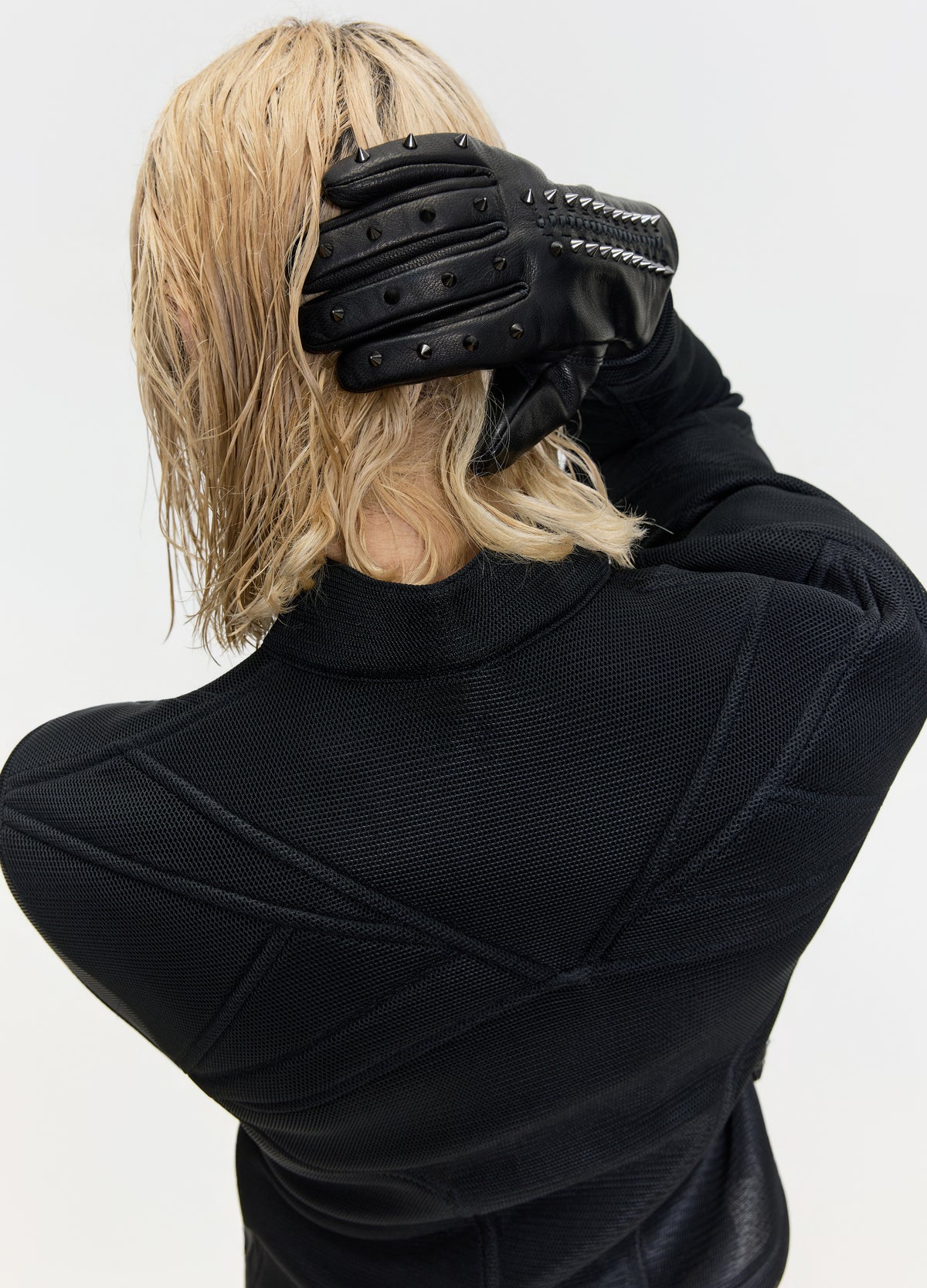 FRKM SCD 26FW black studded long gloves — product view 3